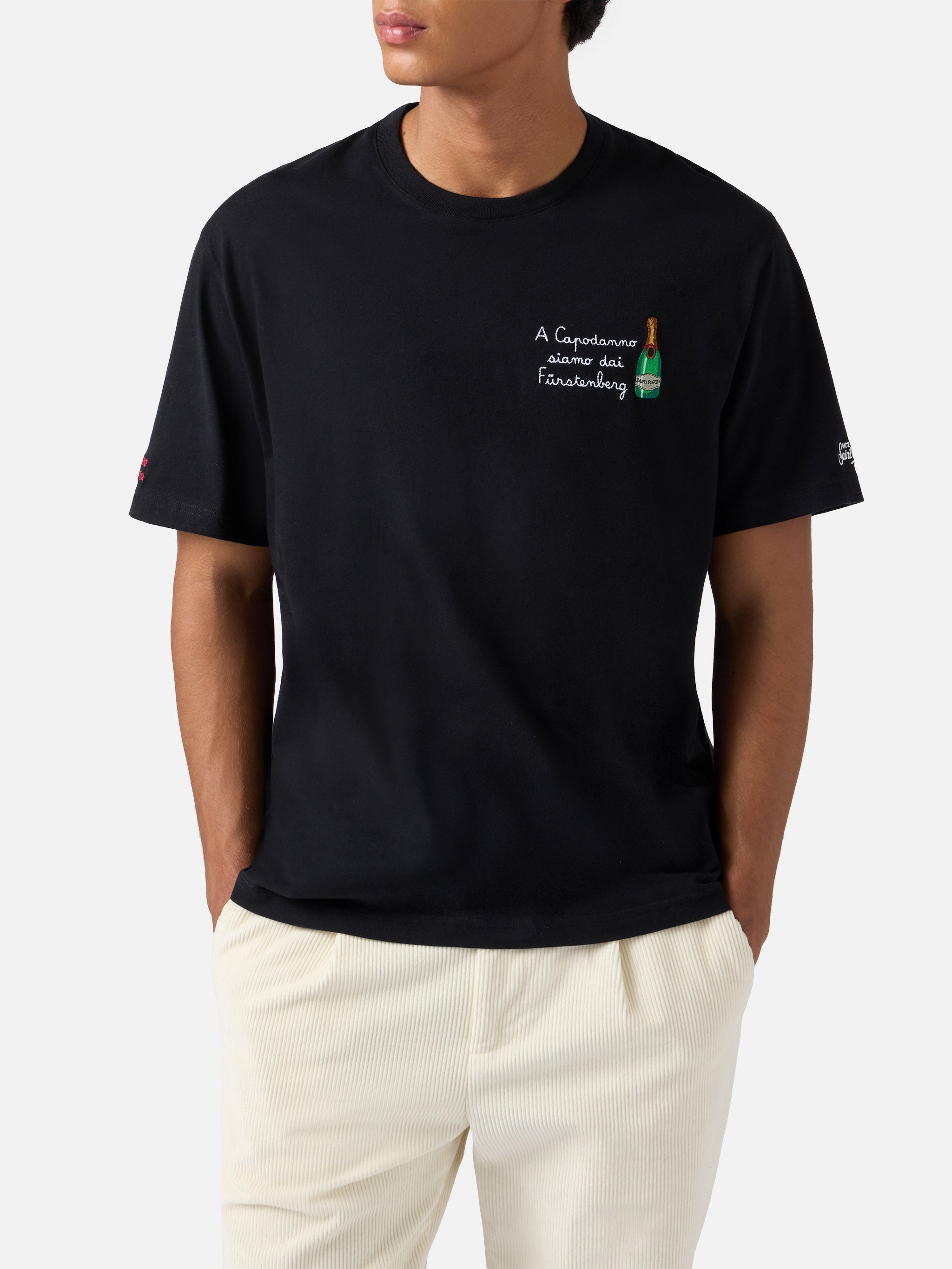 Winter Cotton T-Shirt Arnott Warm With Dai Fürstengberg Embroidery | Vacanze Di Natale Special Edition Black