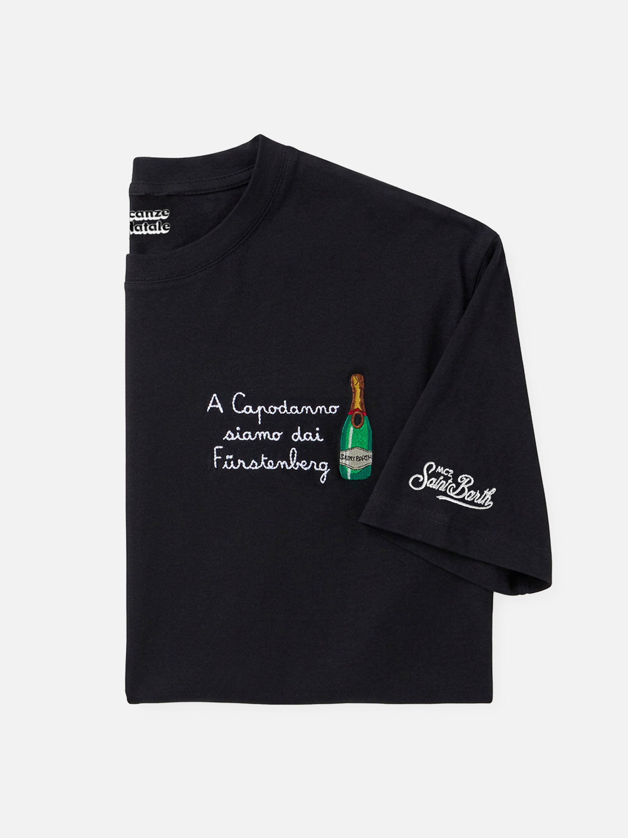 Winter Cotton T-Shirt Arnott Warm With Dai Fürstengberg Embroidery | Vacanze Di Natale Special Edition Black