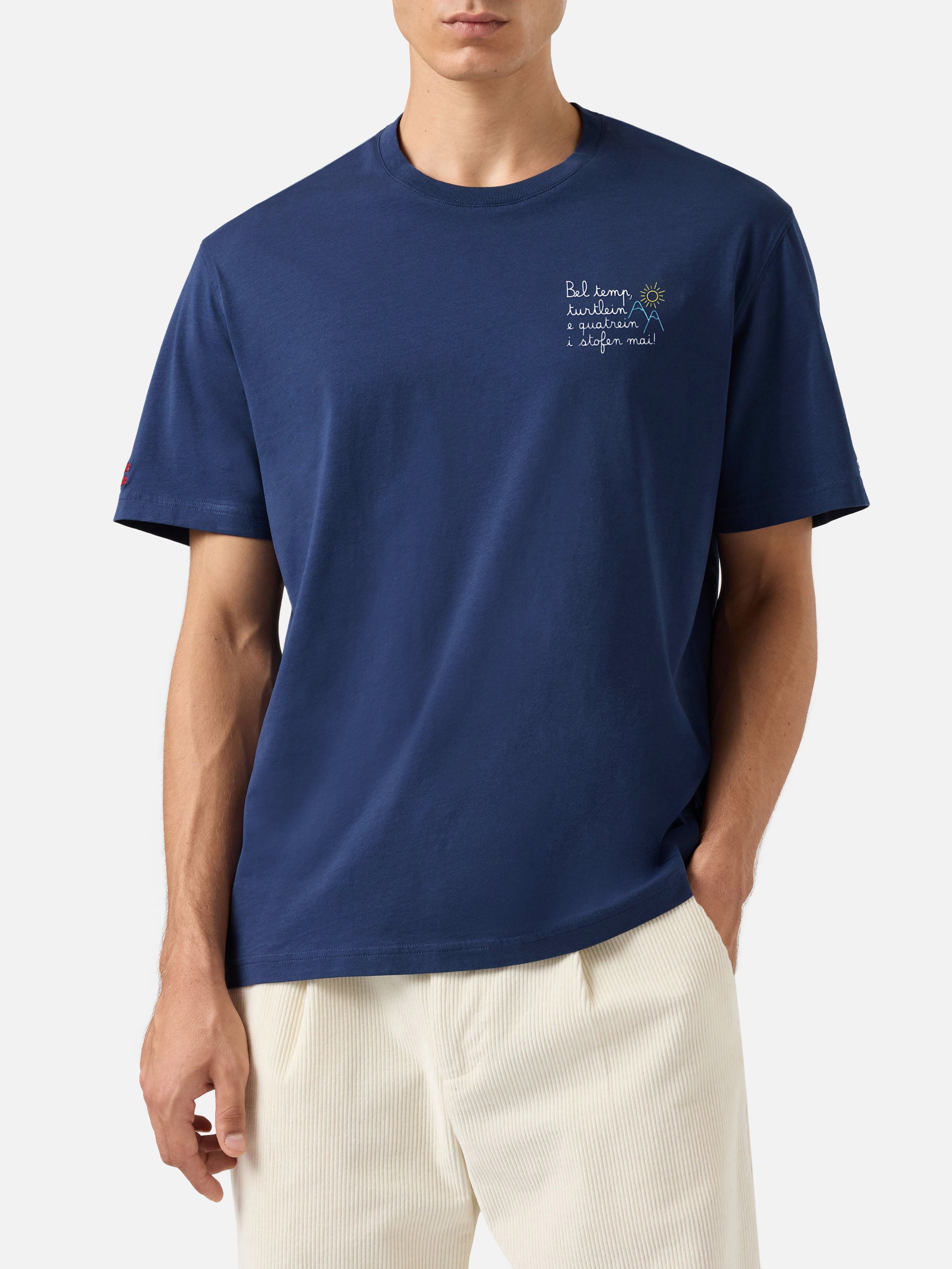 Arnott Warm Winter Cotton T-Shirt In Blue With Bel Temp… Embroidery | Vacanze Di Natale Special Edition __single__