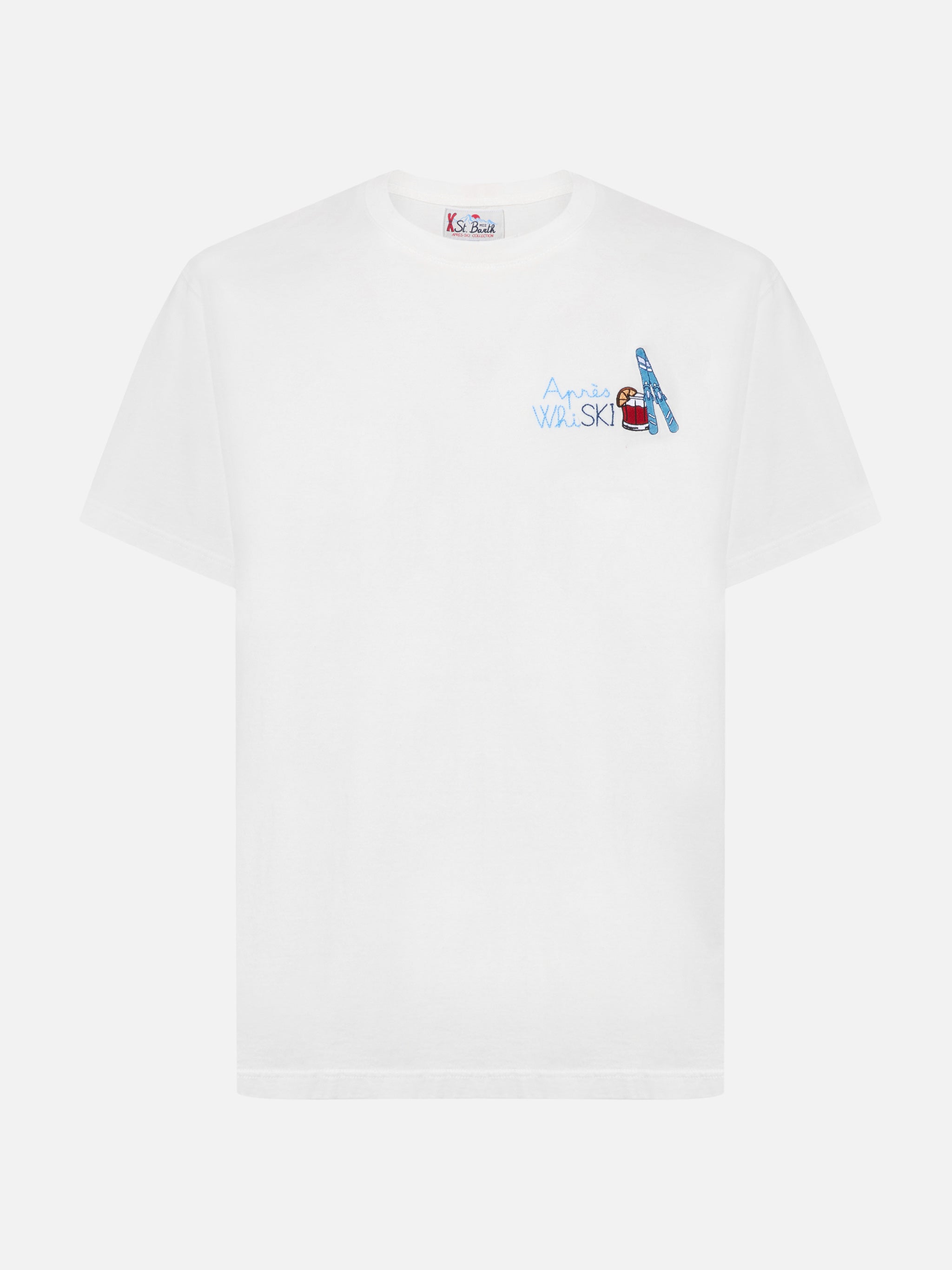 Arnott Warm Winter Cotton T-Shirt White With Après Ski Embroidery