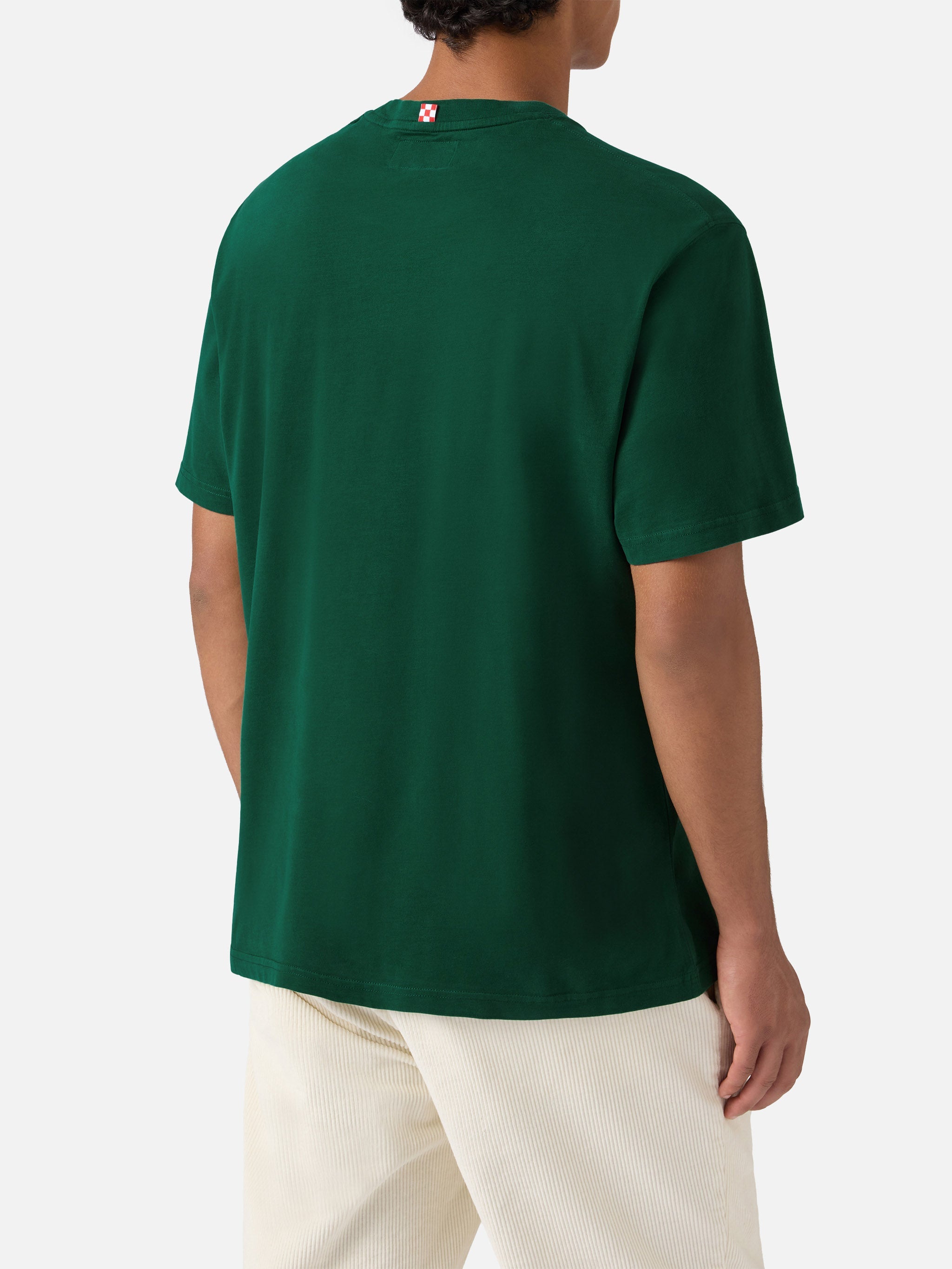 Arnott Warm-Touch Cotton T-Shirt Green With Rotolando Verso Valle Embroidery