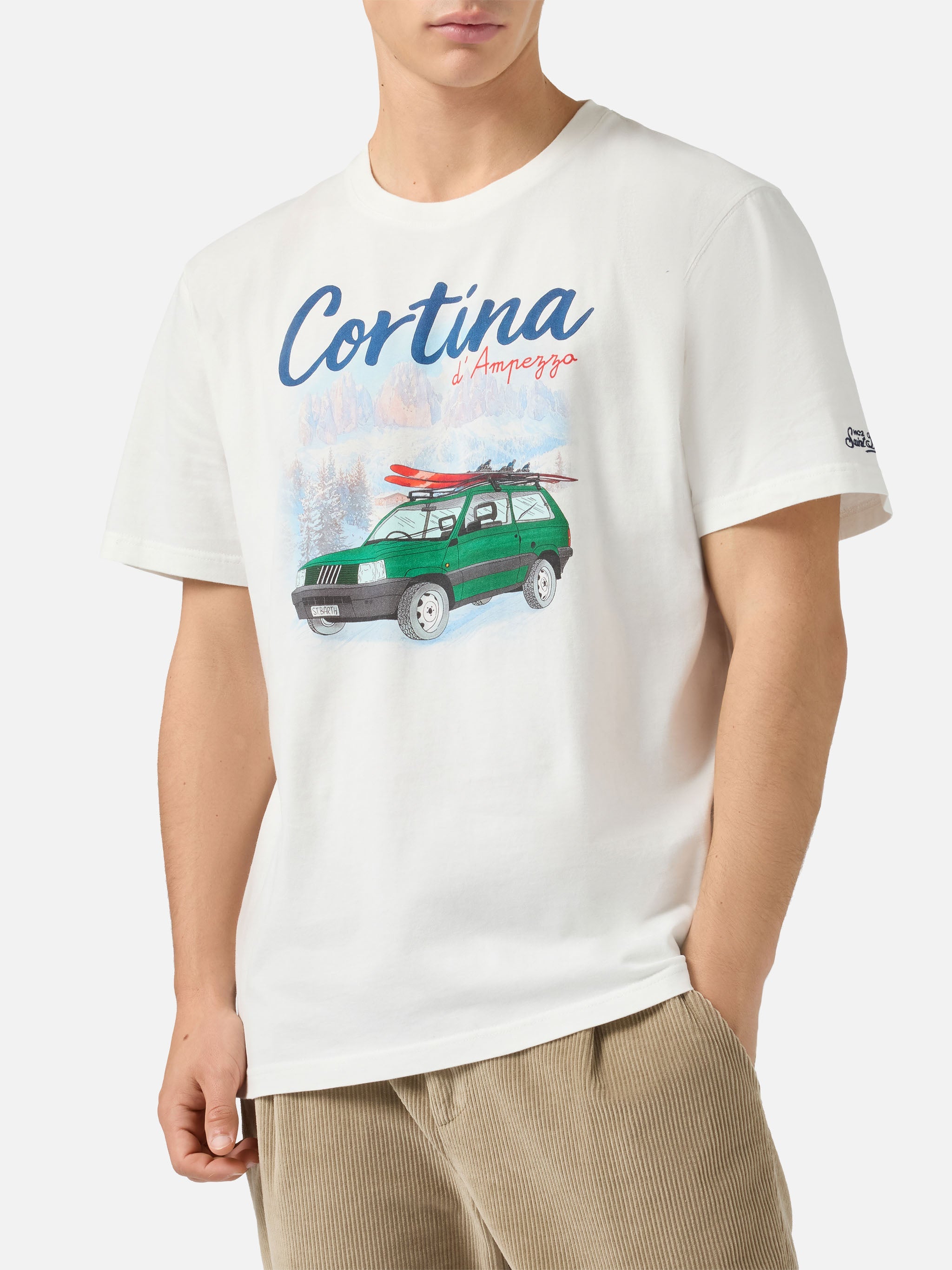 Arnott Warm T-Shirt Organic Warm-Touch Cotton With Panda Cortina Print White