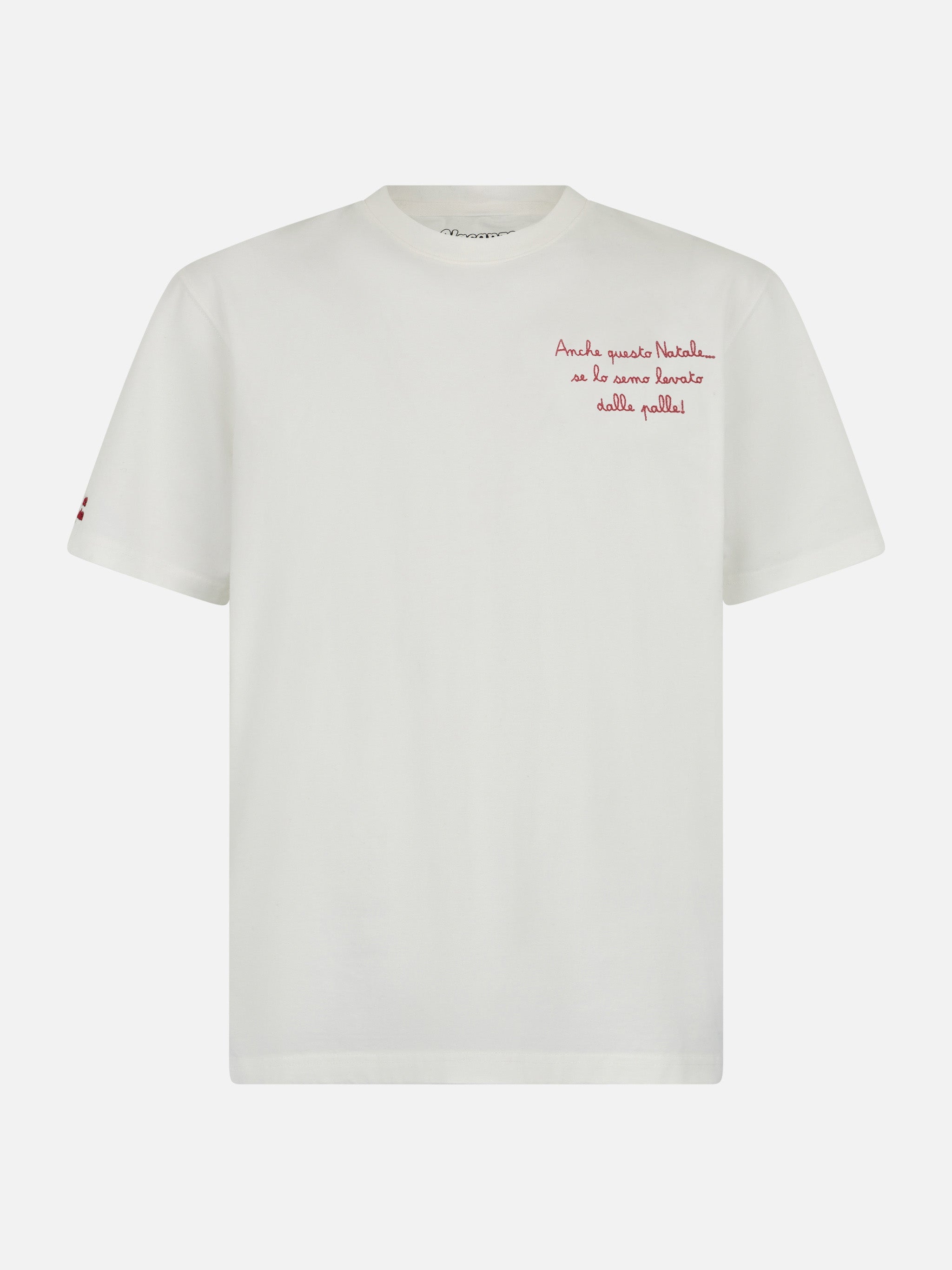 Man Heavy Cotton T-Shirt Arnott With Anche Questo Natale Embroidery | Vacanze Di Special Edition White