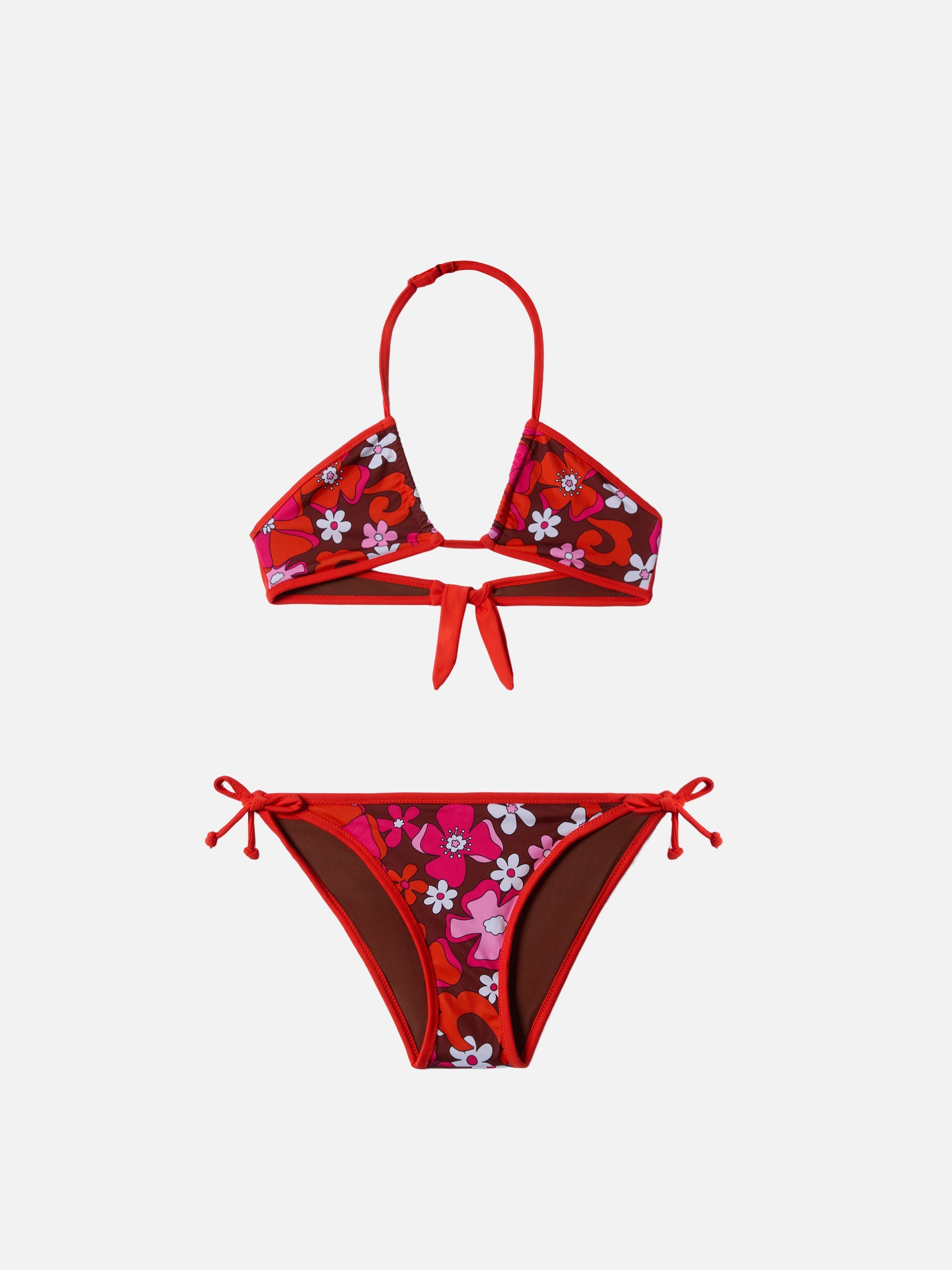 Aryanna Bandeau Bikini With Retro Flower Print __single__