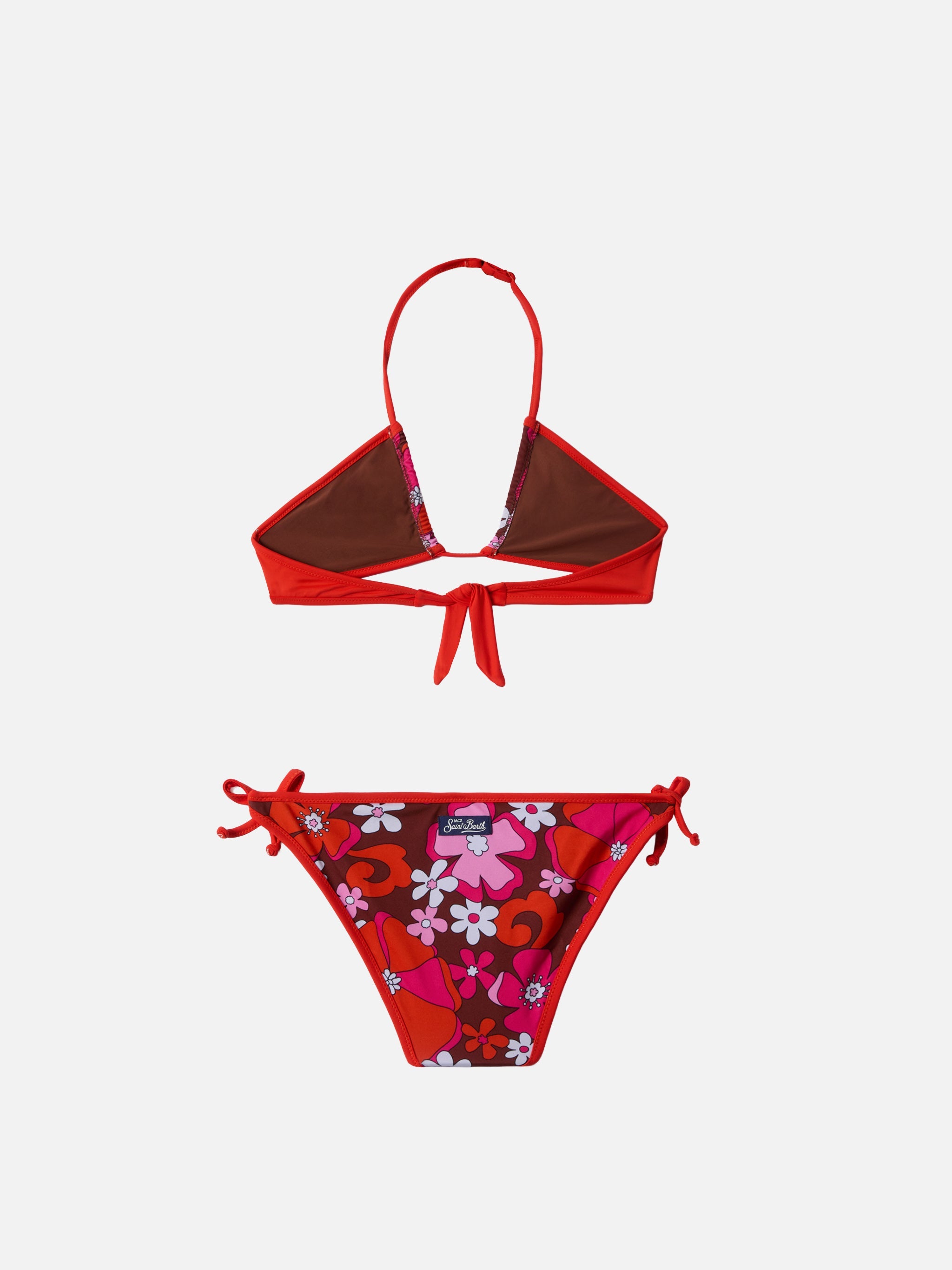 Aryanna Bandeau Bikini With Retro Flower Print __single__