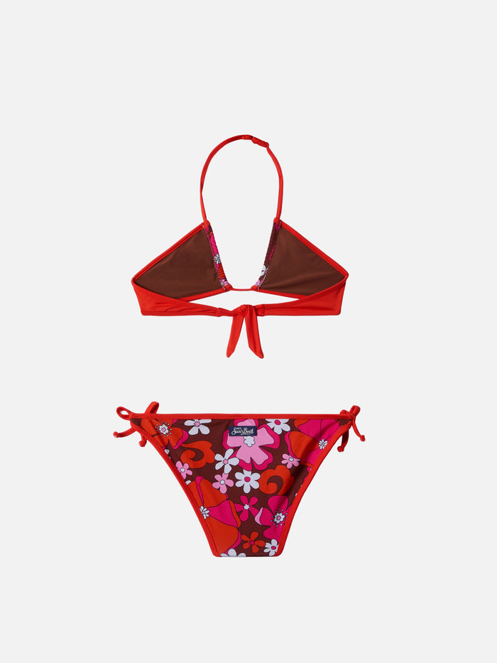 Aryanna Bandeau Bikini With Retro Flower Print __single__