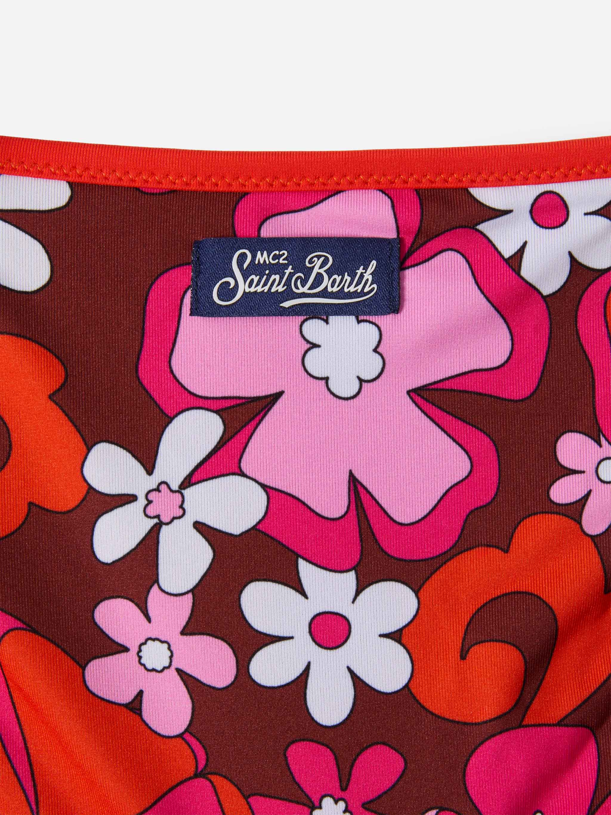 Aryanna Bandeau Bikini With Retro Flower Print __single__