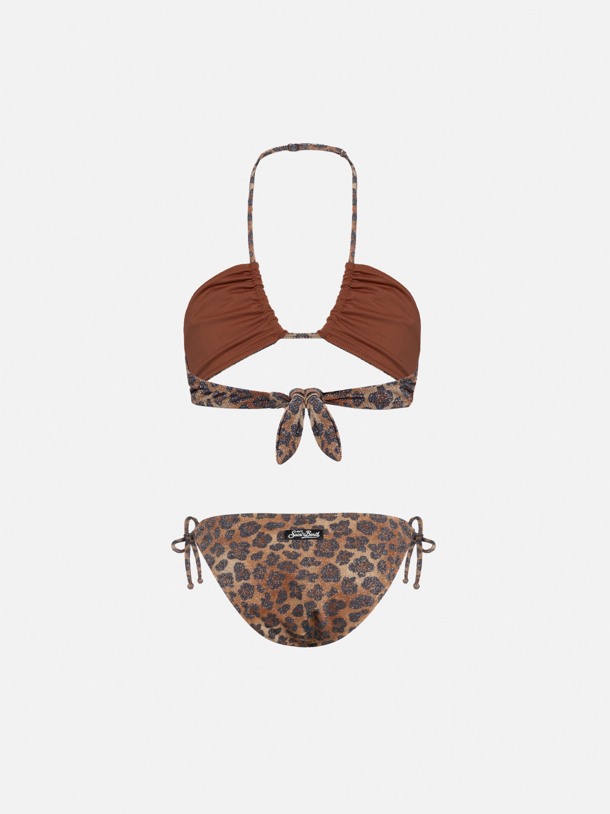Aryanna Animalier Lurex Bandeau Bikini Brown