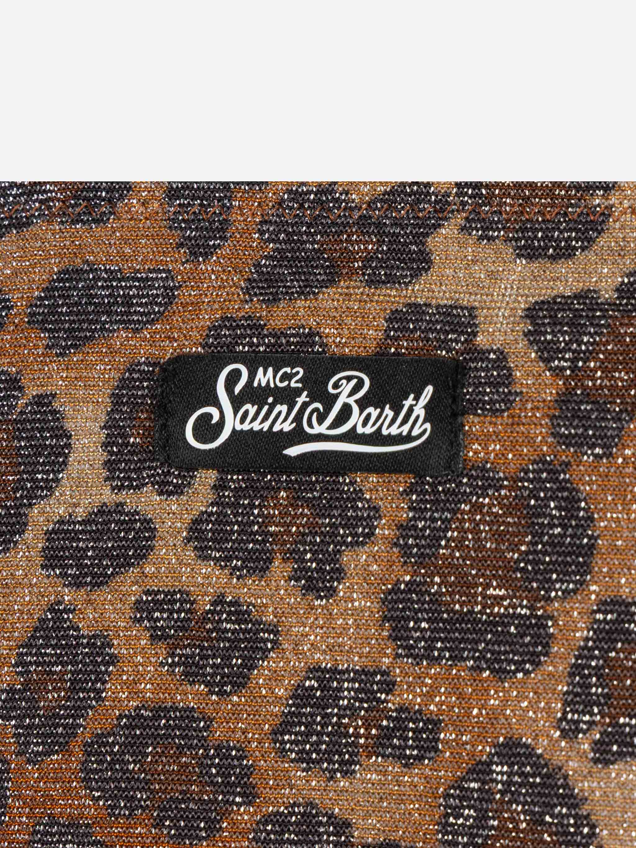 Aryanna Animalier Lurex Bandeau Bikini Brown