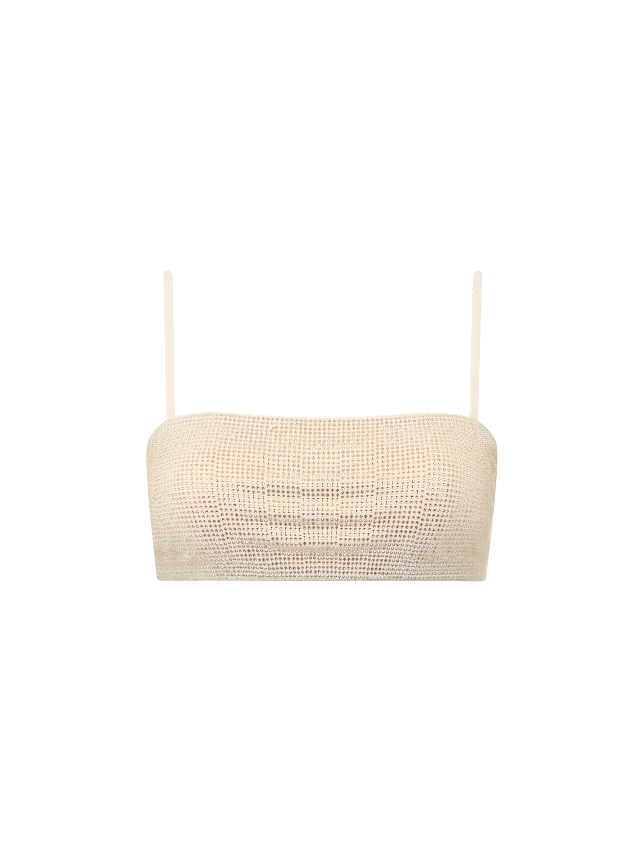 Athena Bandeau Bikini Top With Rhinestones White