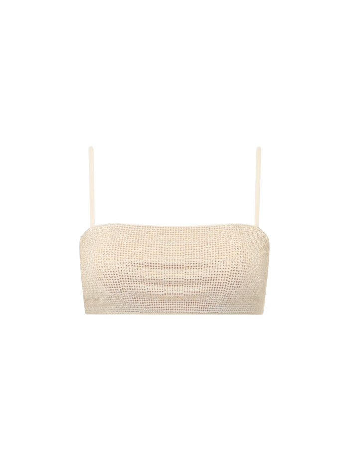 Athena Bandeau Bikini Top With Rhinestones White