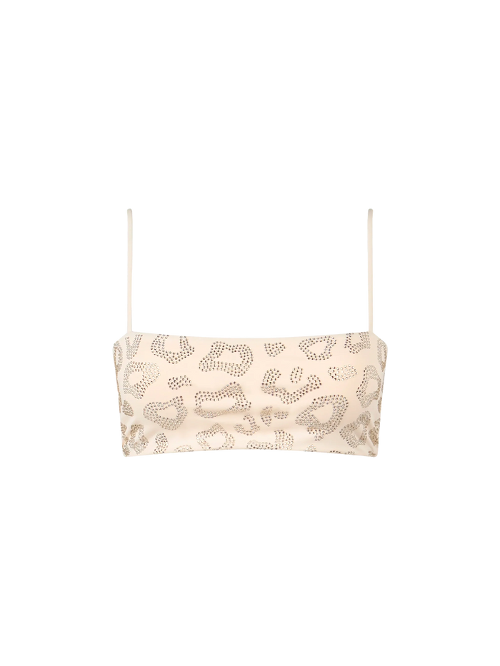 Athena Animalier Bandeau Bikini Top With Rhinestones White
