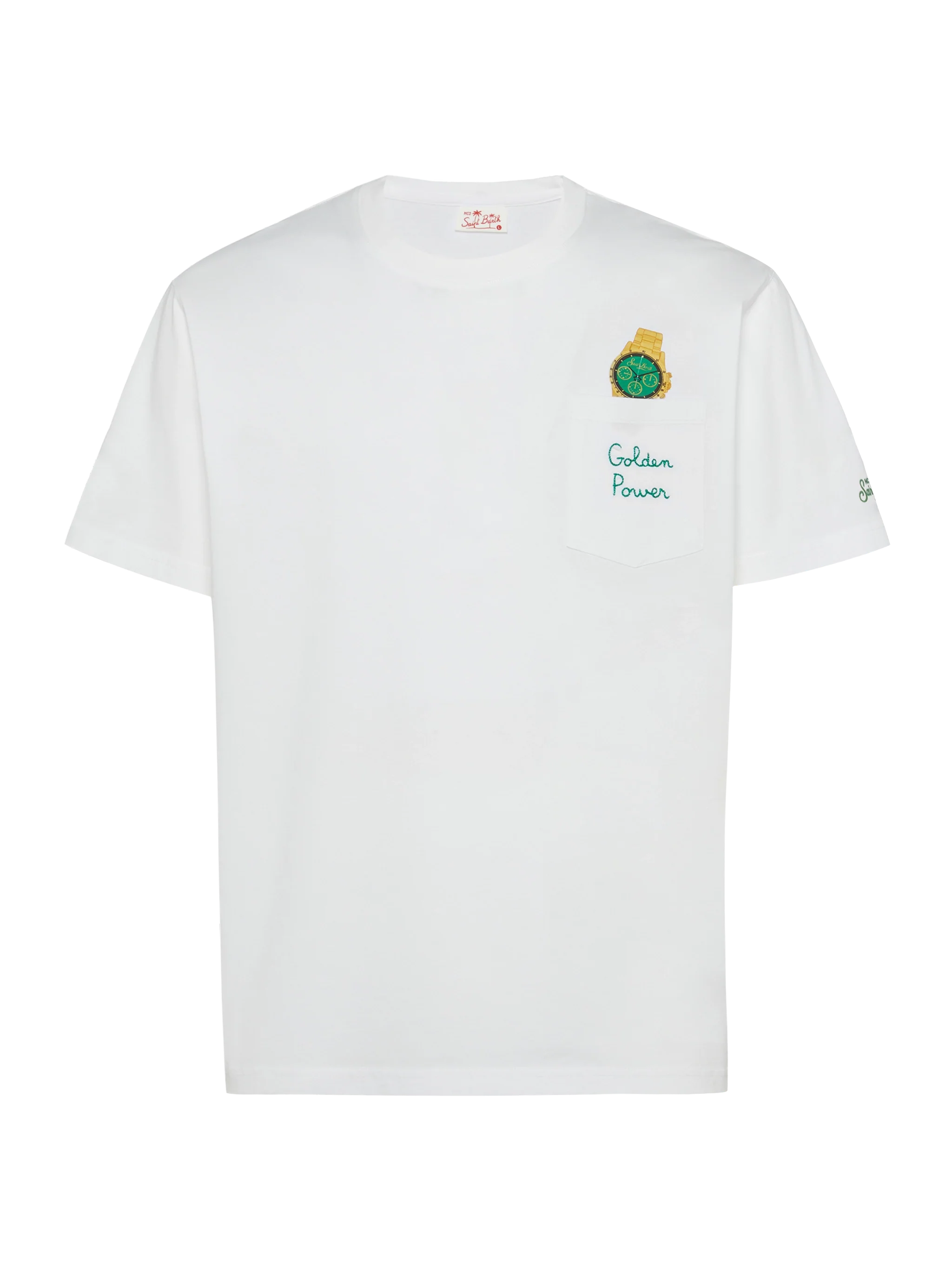 Cotton T-Shirt Austin With Embroidery And Watch Print White