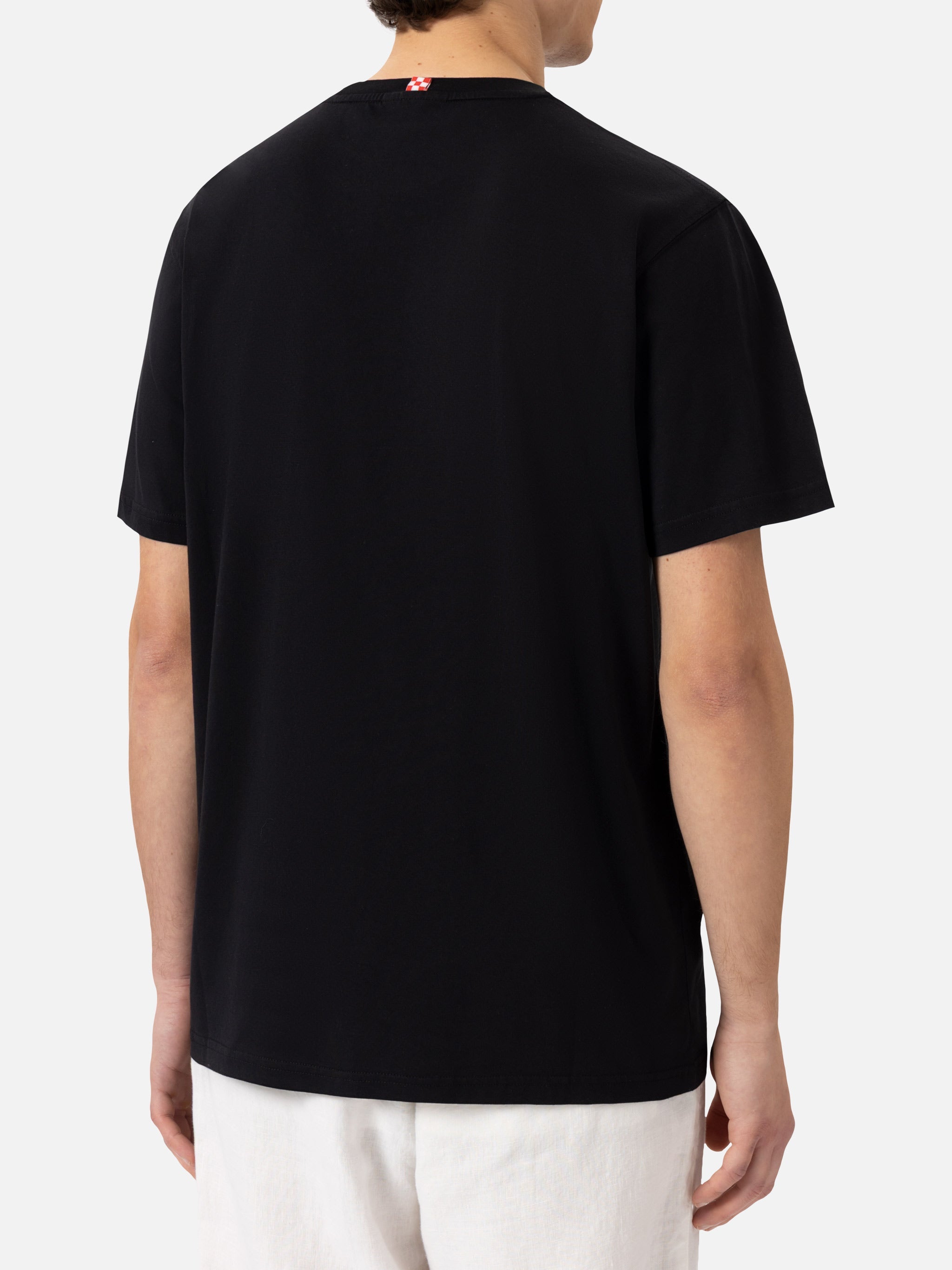Cotton T-Shirt Austin With Embroidery And Watch Print Black
