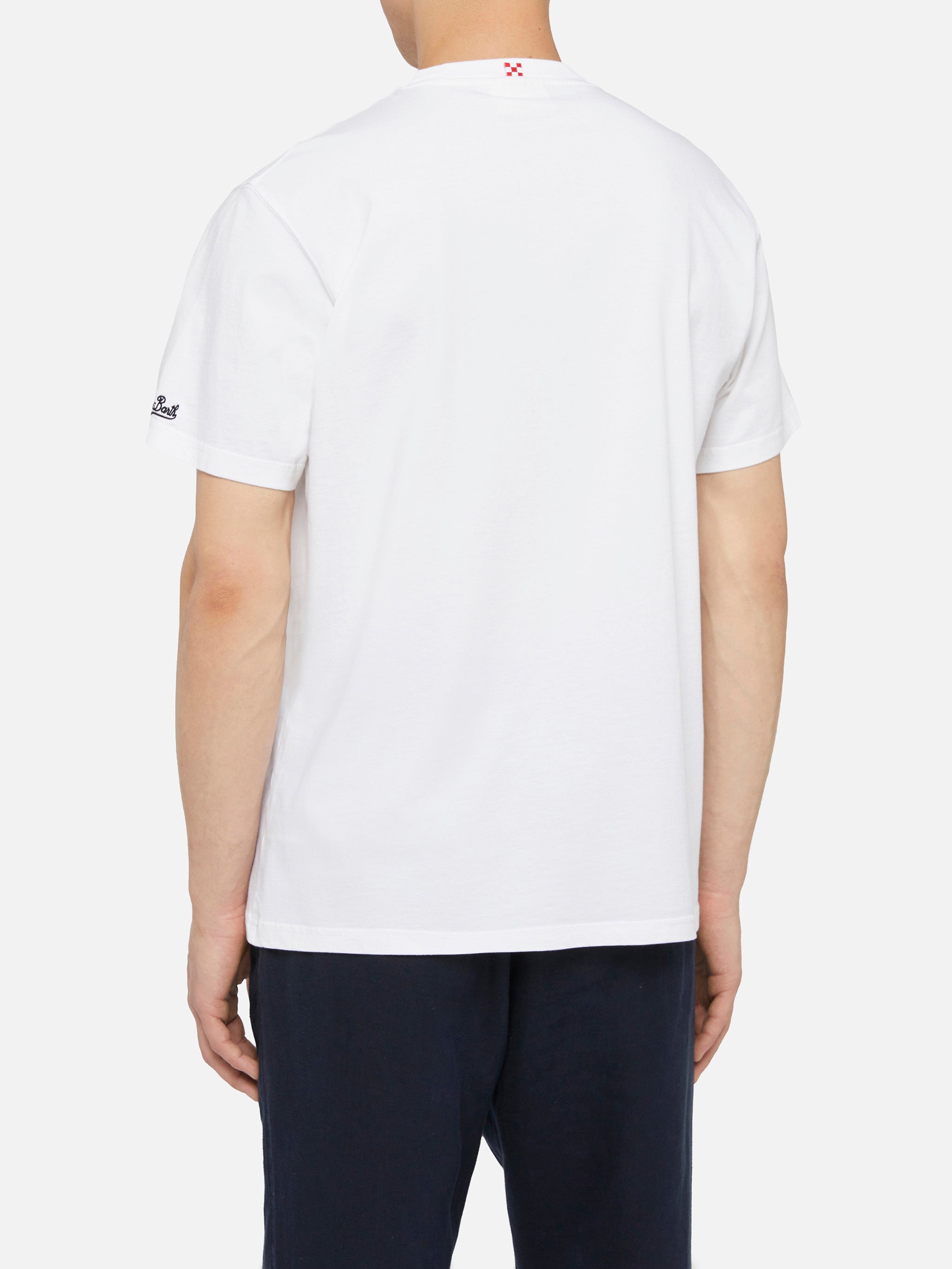 Cotton T-Shirt Austin With Embroidery And Watch Print White