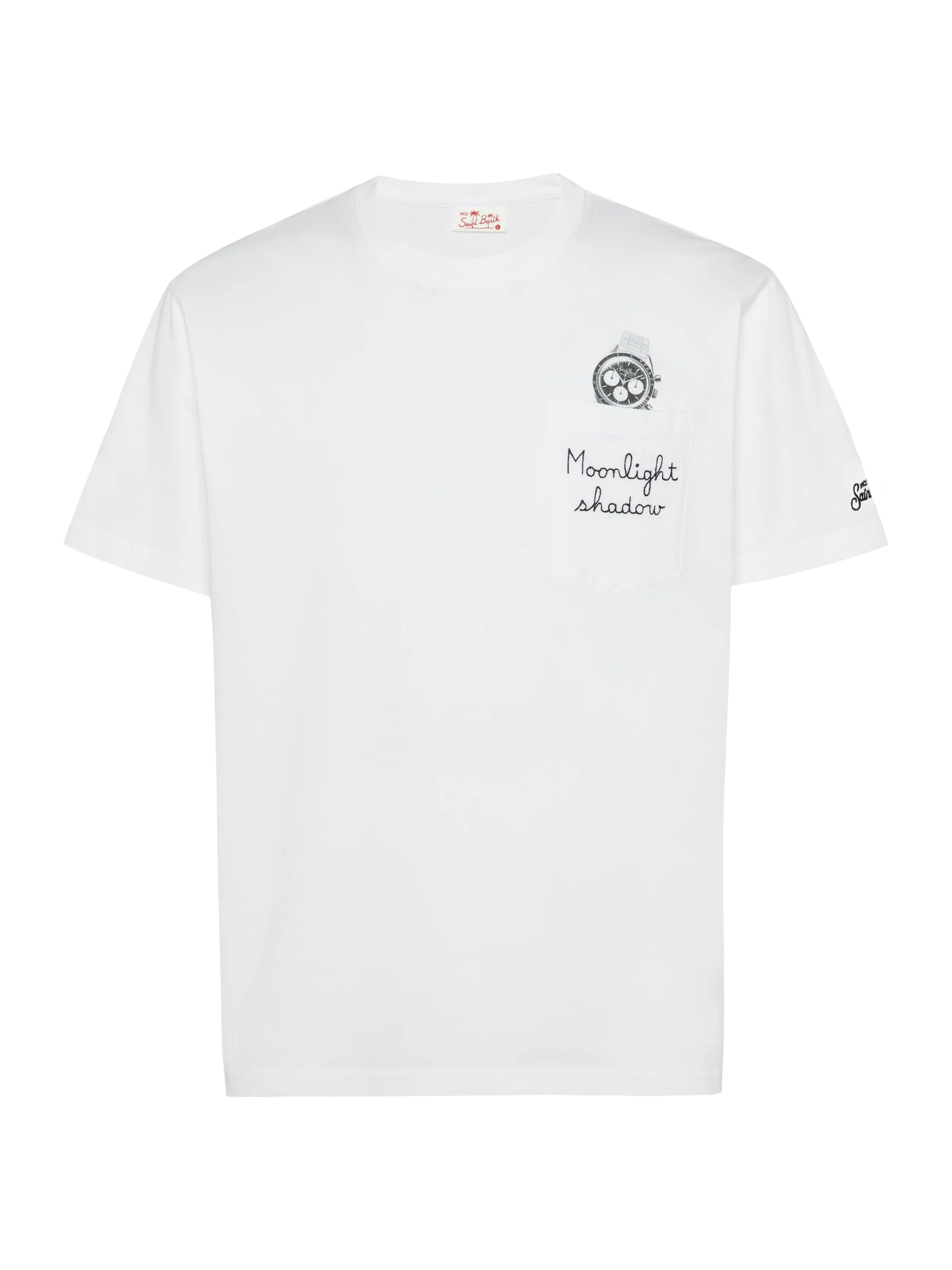 Cotton T-Shirt Austin With Embroidery And Watch Print White