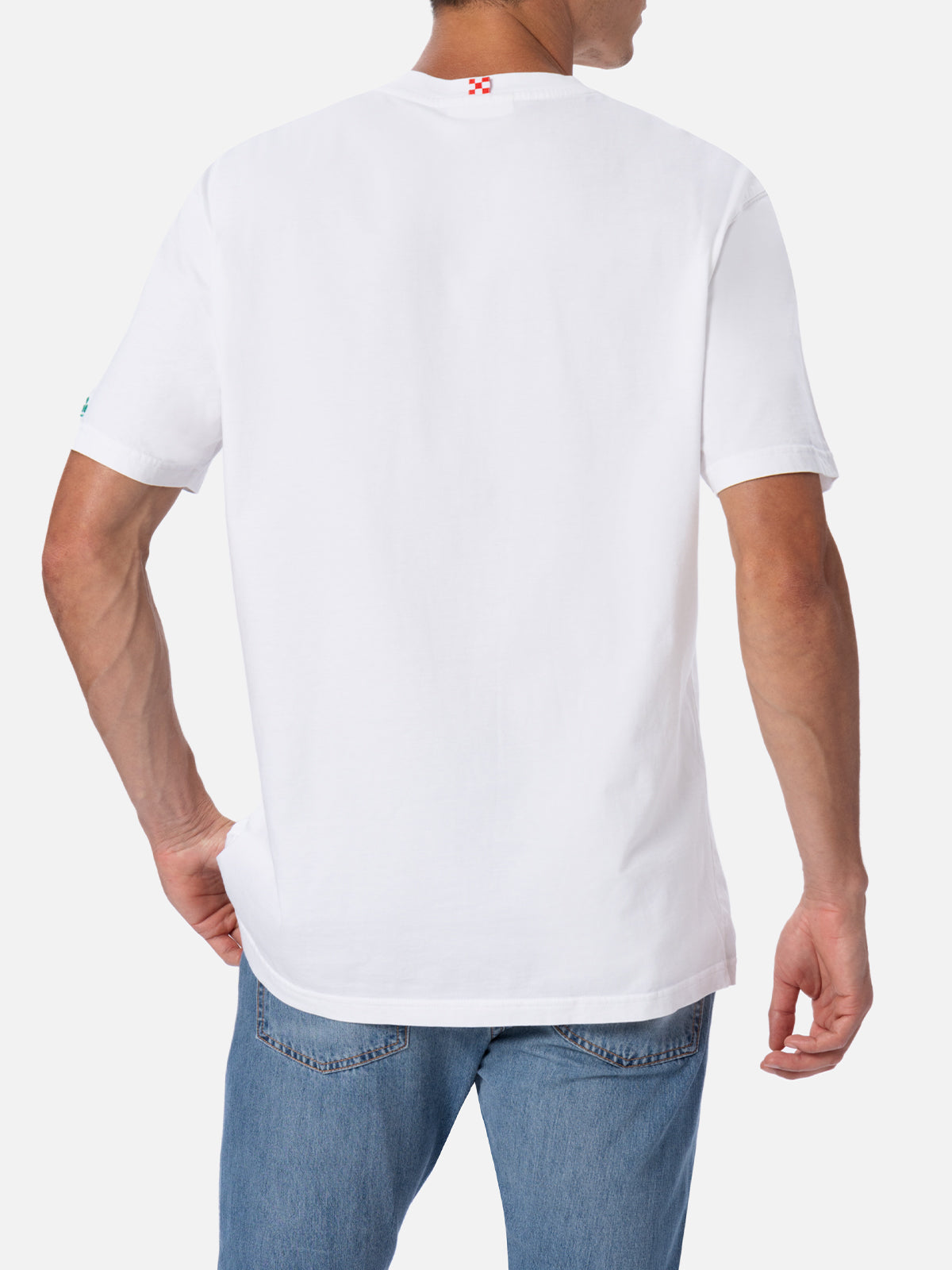 Man Cotton T-Shirt Austin With Watch Print And Embroidery White