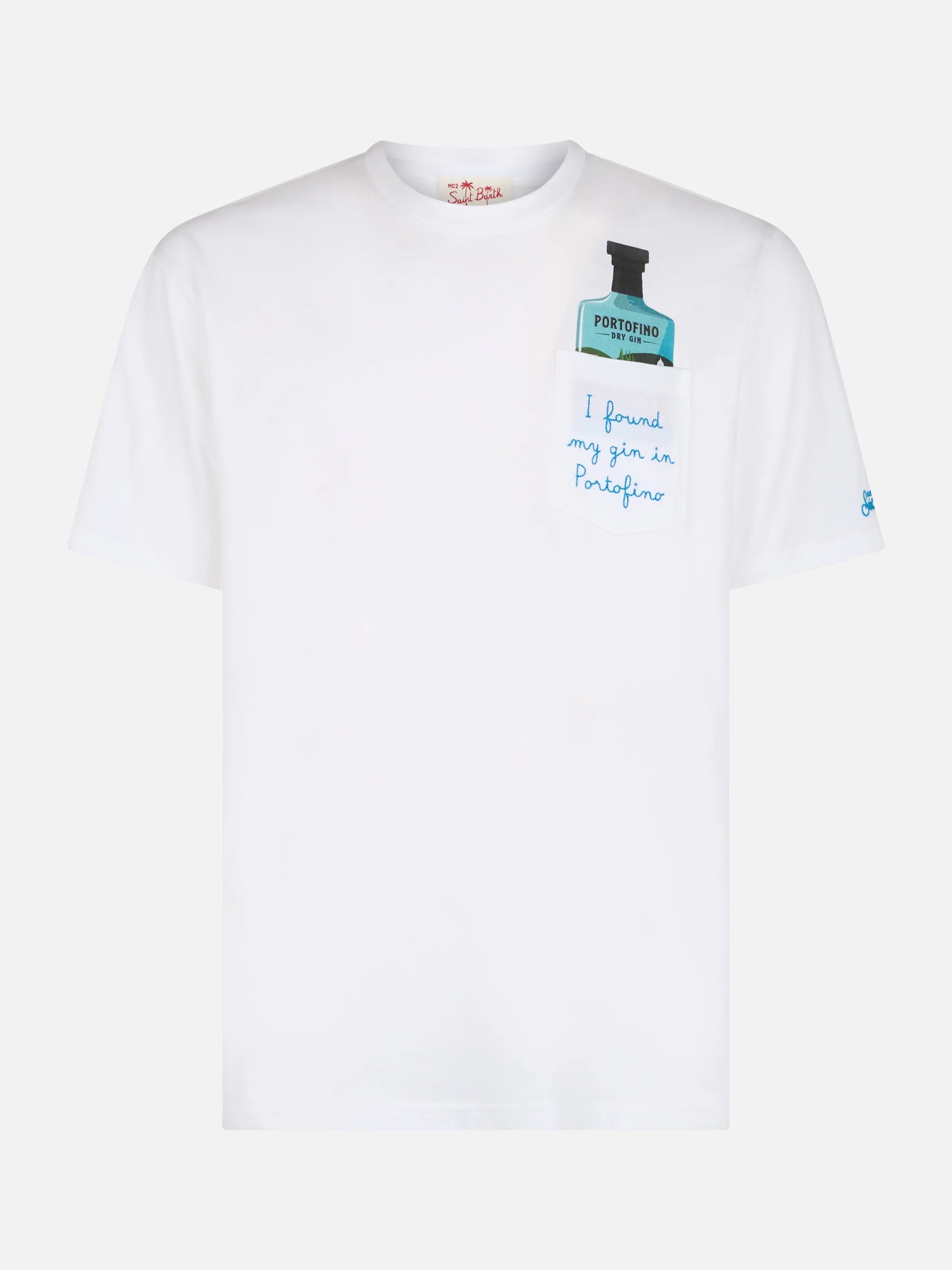 Man Cotton T-Shirt Austin With Portofino Gin Embroidery | Dry Special Edition White