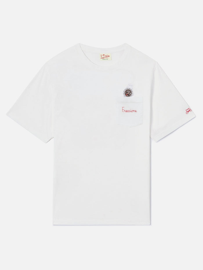 White Austin T-Shirt With Watch And Freccione Embroidery