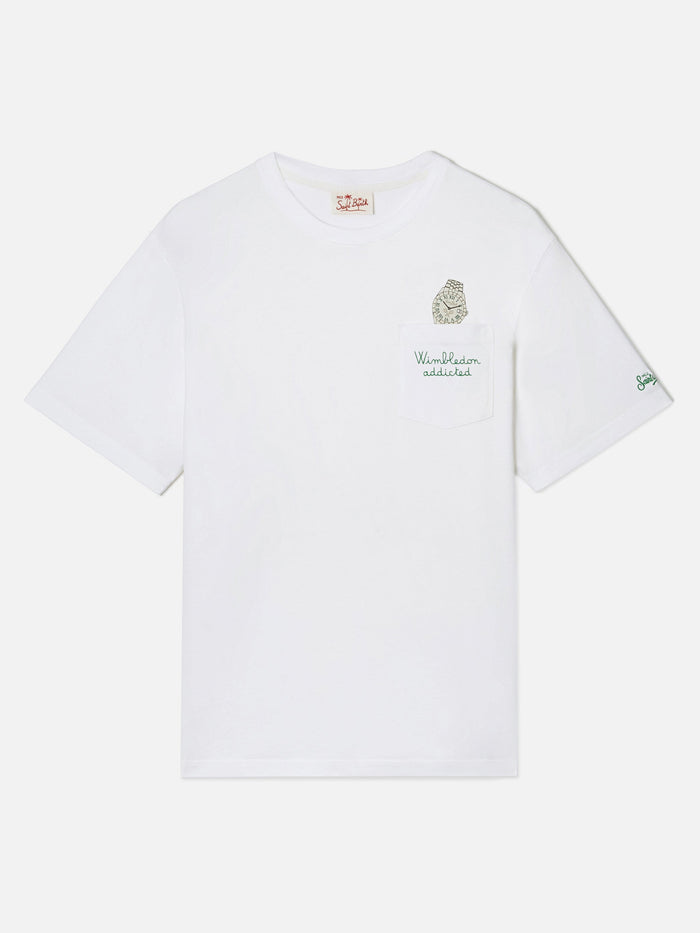 White Austin T-Shirt With Watch And Wimbledon Addicted Embroidery