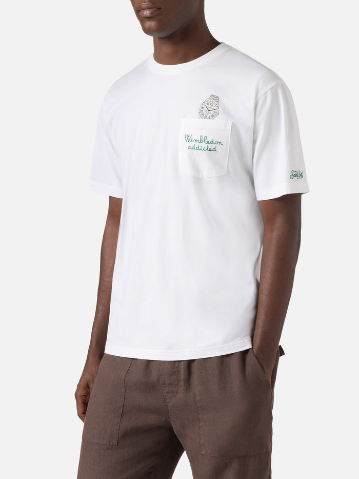 White Austin T-Shirt With Watch And Wimbledon Addicted Embroidery