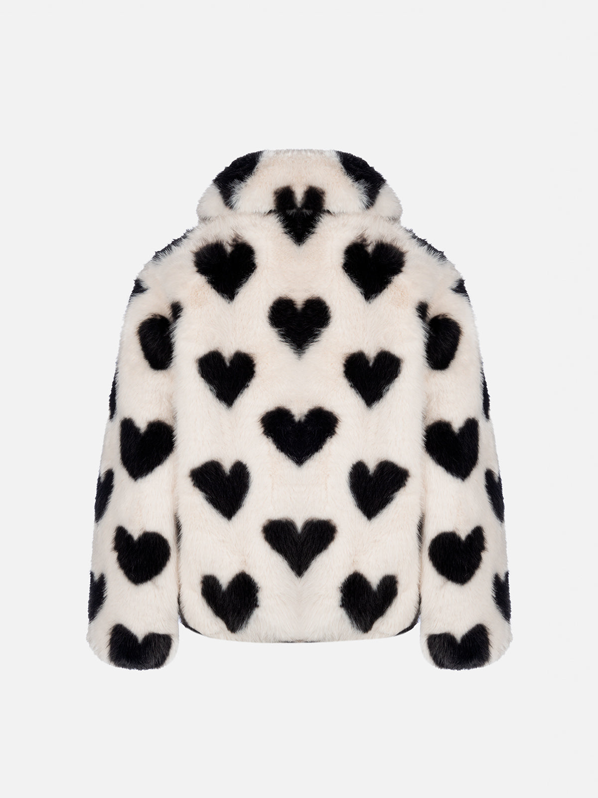 Girl Faux Fur Jacket Aveline With Heart Print White Coat
