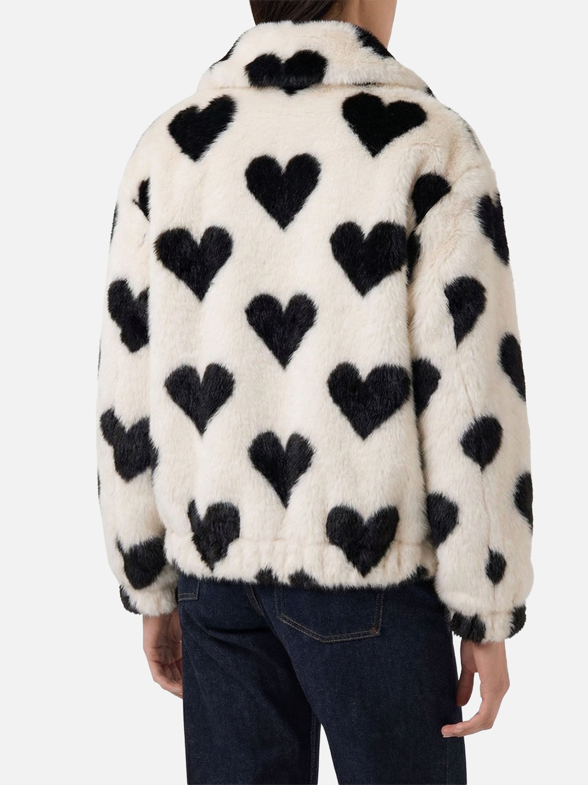 Aveline Faux Fur Jacket With Heart Print __single__ Coat