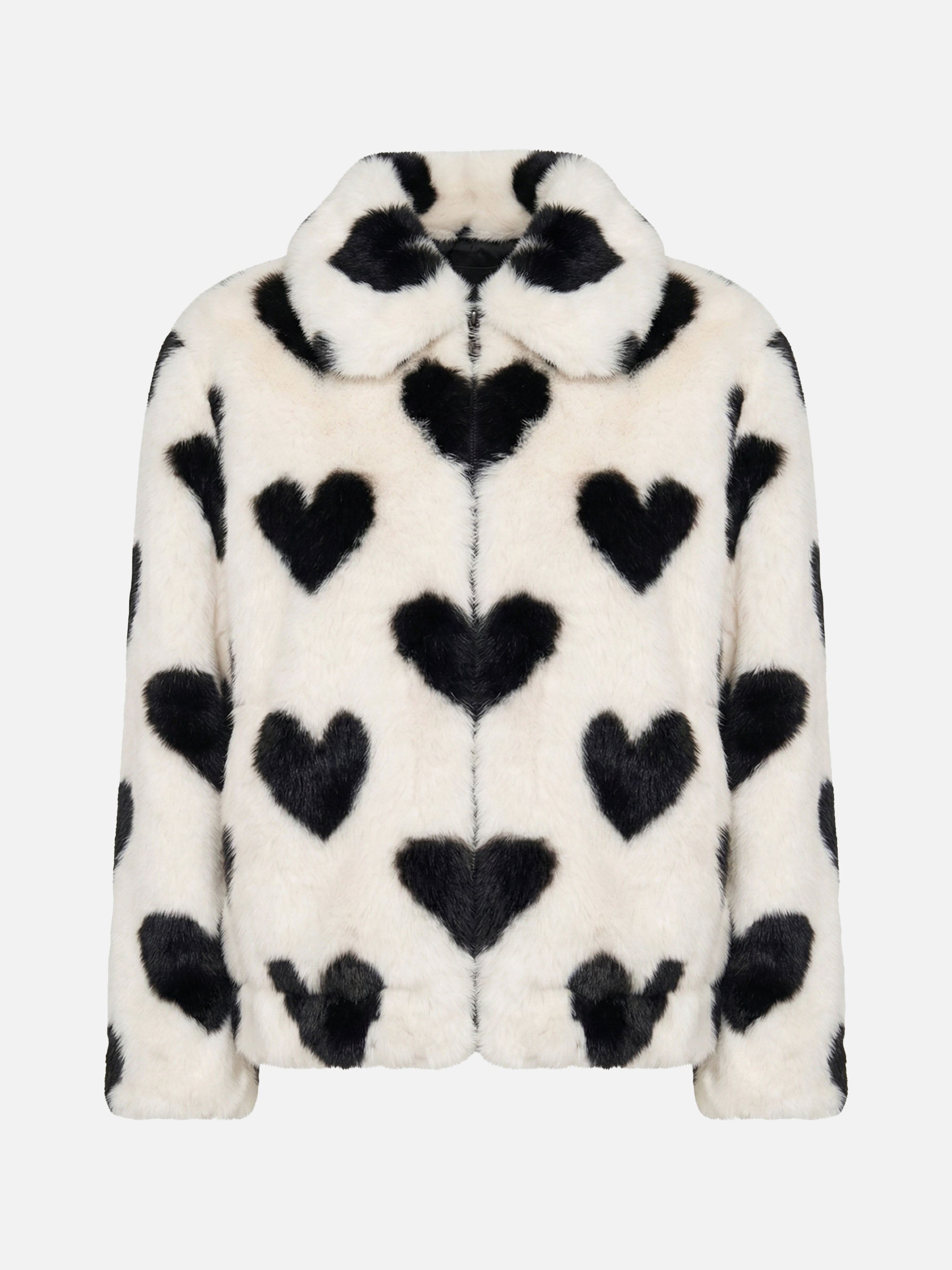 Aveline Faux Fur Jacket With Heart Print __single__ Coat