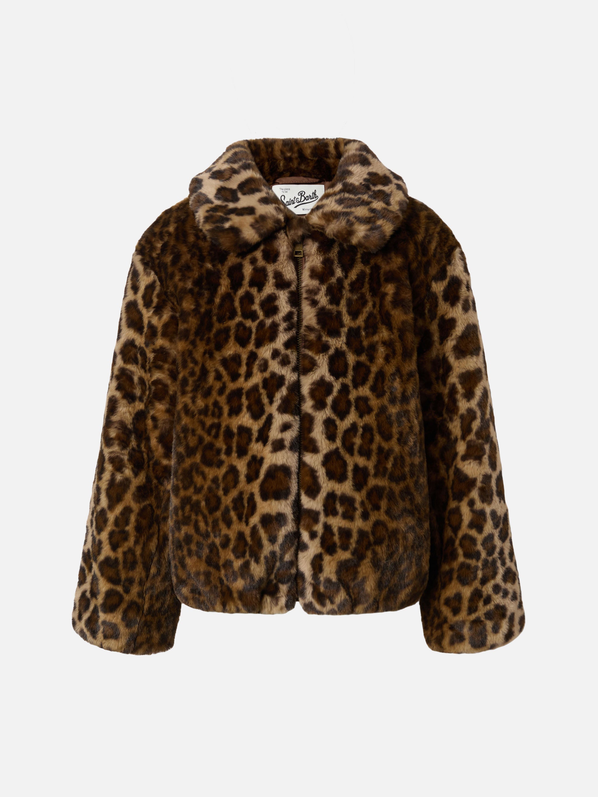 Aveline Faux-Fur Jacket With Leopard Print Brown