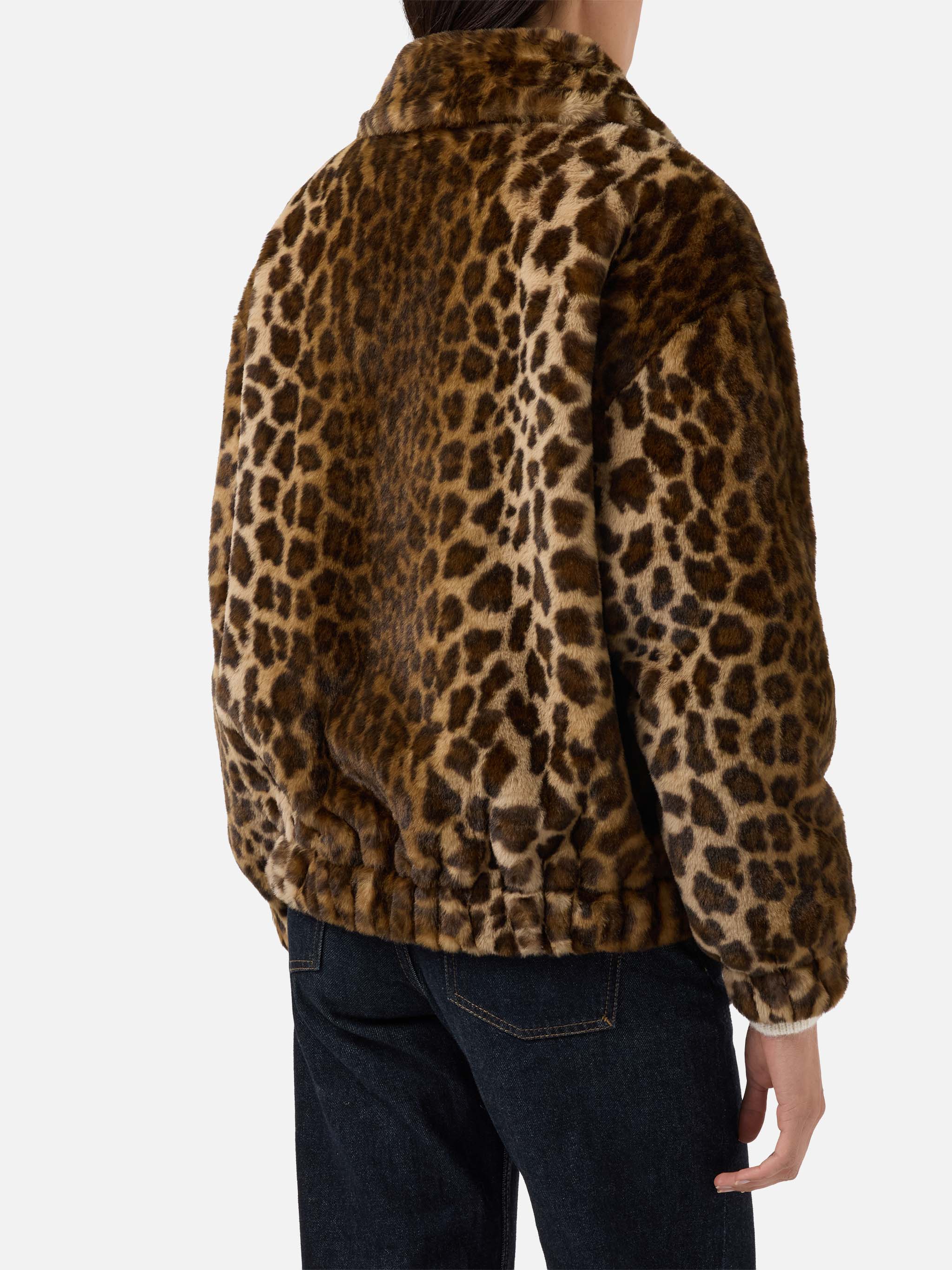 Aveline Faux-Fur Jacket With Leopard Print Brown Coat