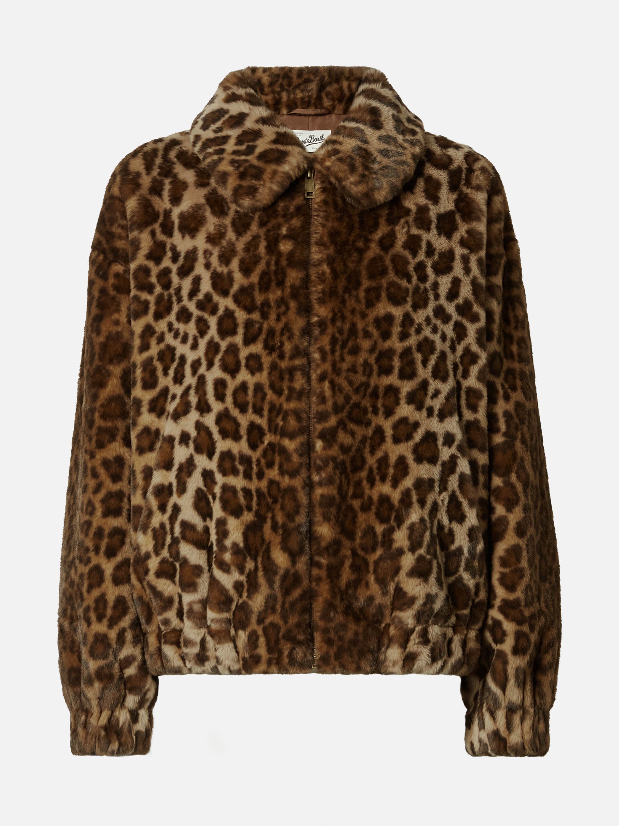 Aveline Faux-Fur Jacket With Leopard Print Brown Coat