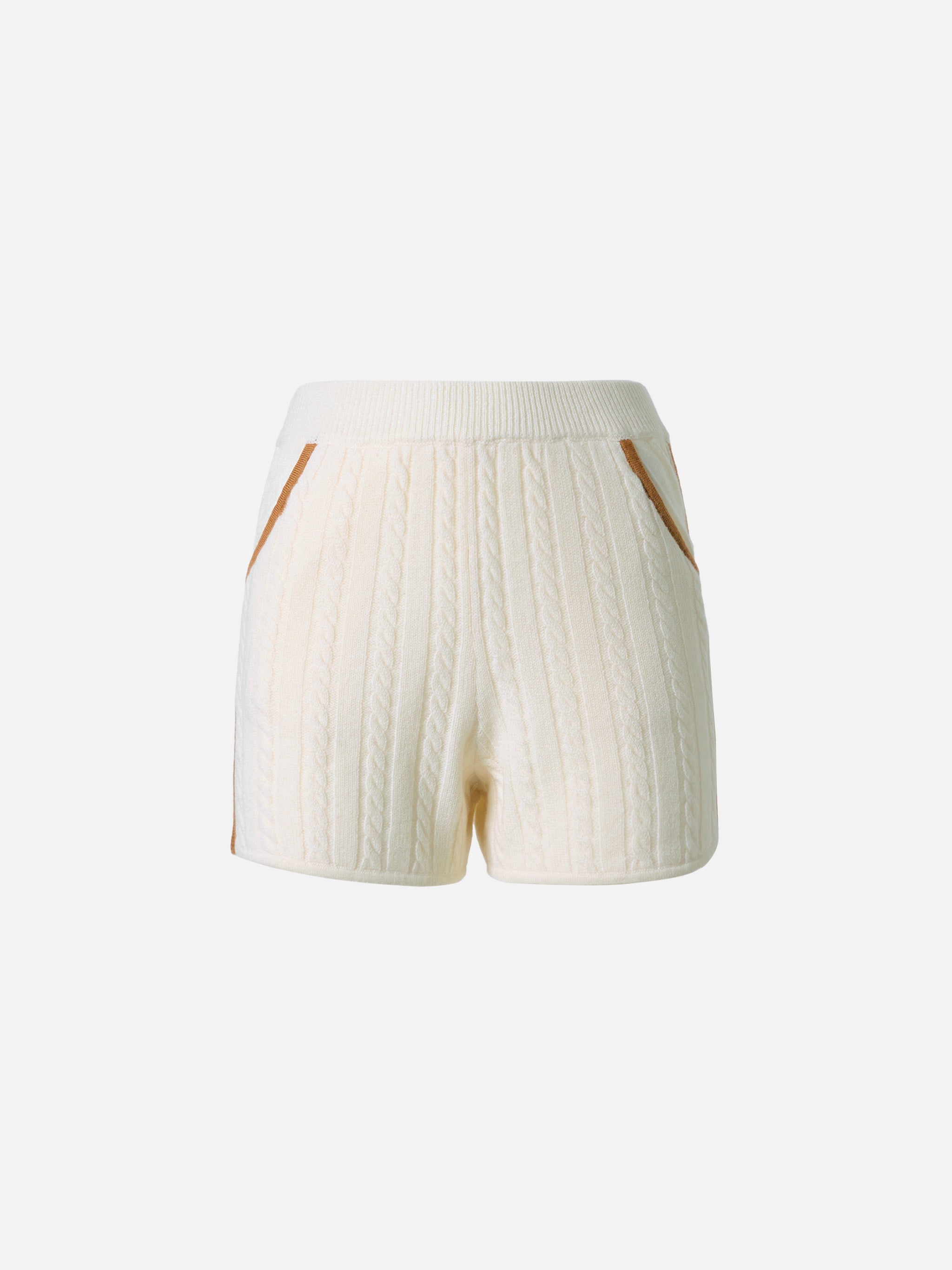 Azure Cable-Knit Shorts Pure White Wool Pant