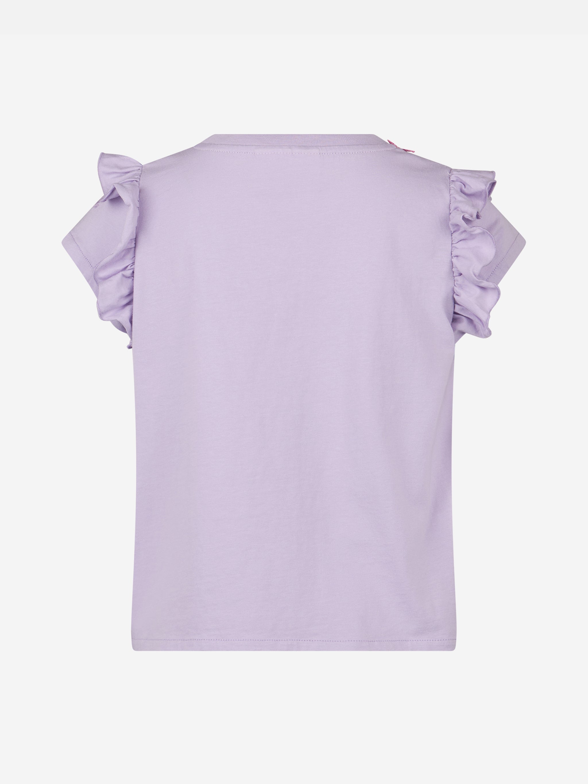 Girl Cotton T-Shirt With Flounce And Embroidery Pink