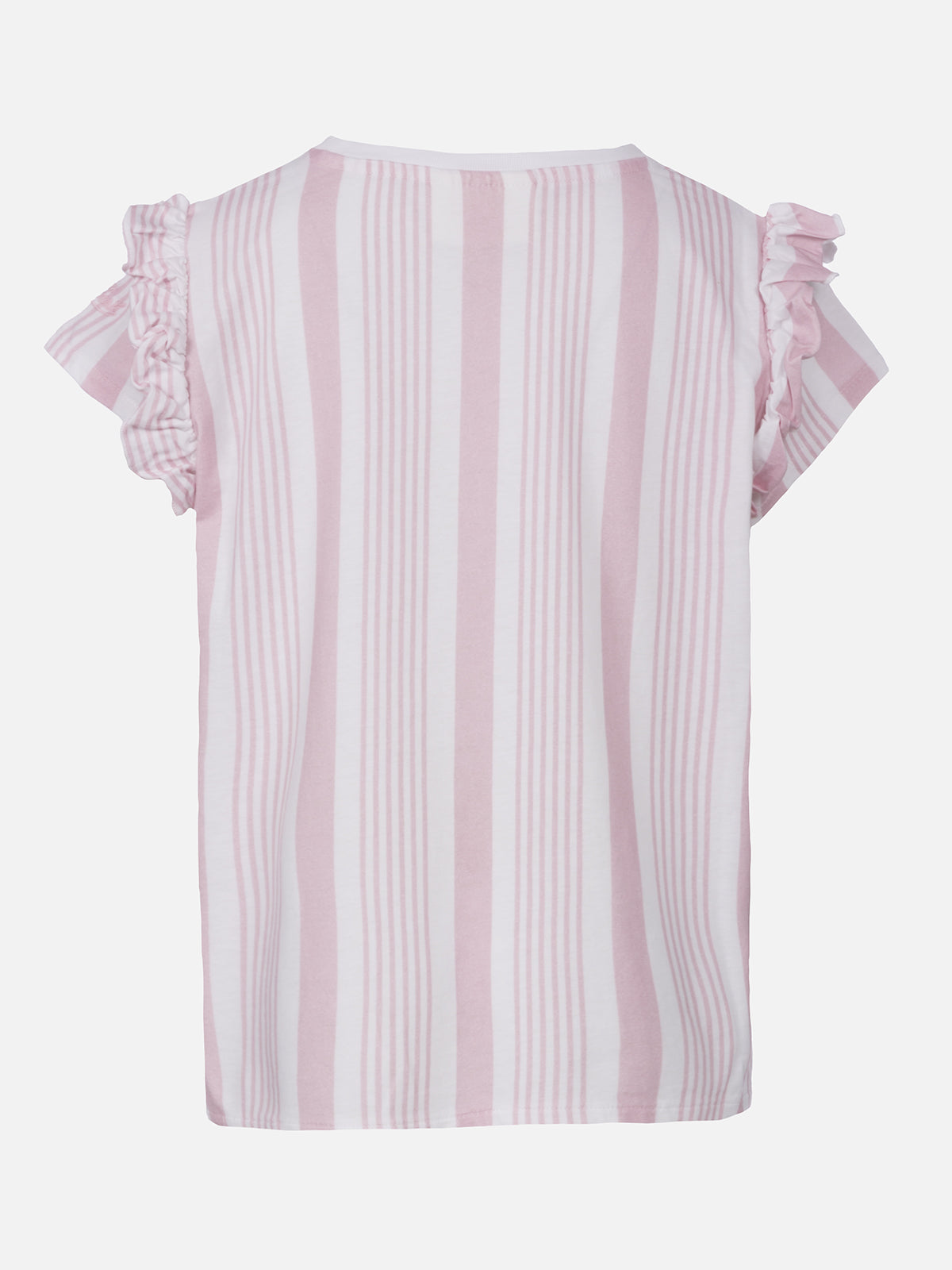 Girl Cotton T-Shirt With Flounce And Embroidery Pink