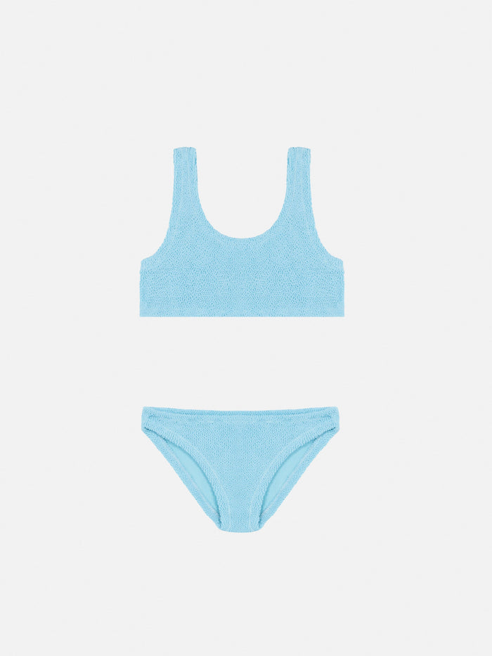 Light Blue Crinkle Classic Bralette Bikini Baker Sky
