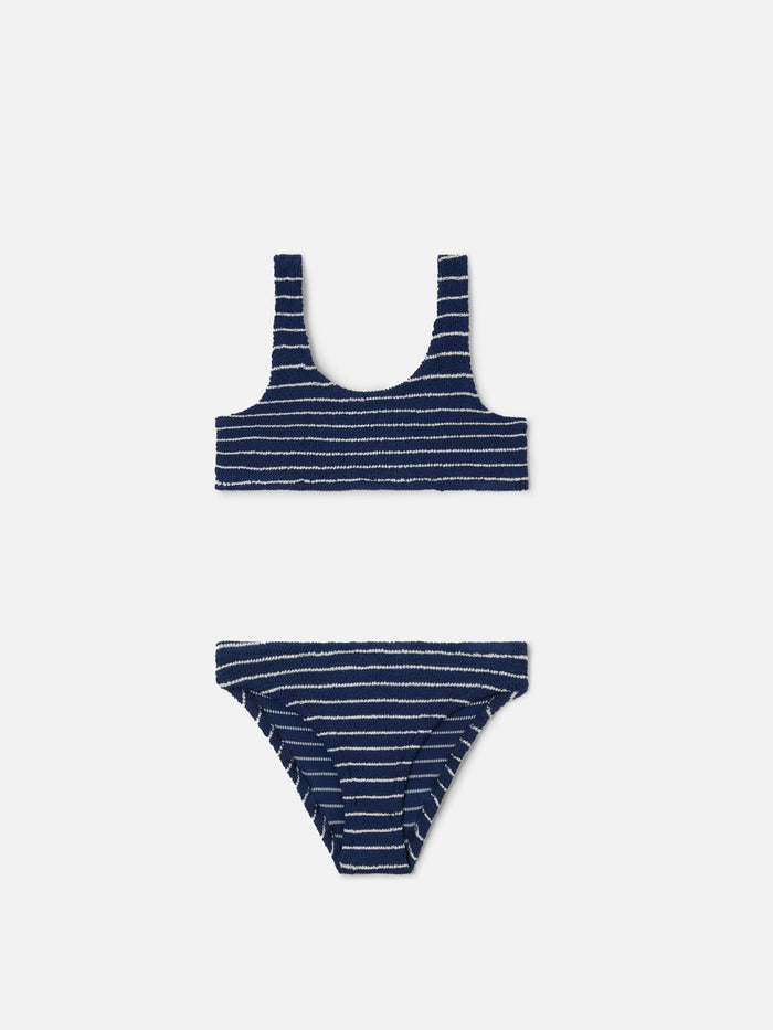 Baker Crinkle Bikini With Navy Stripes Blue