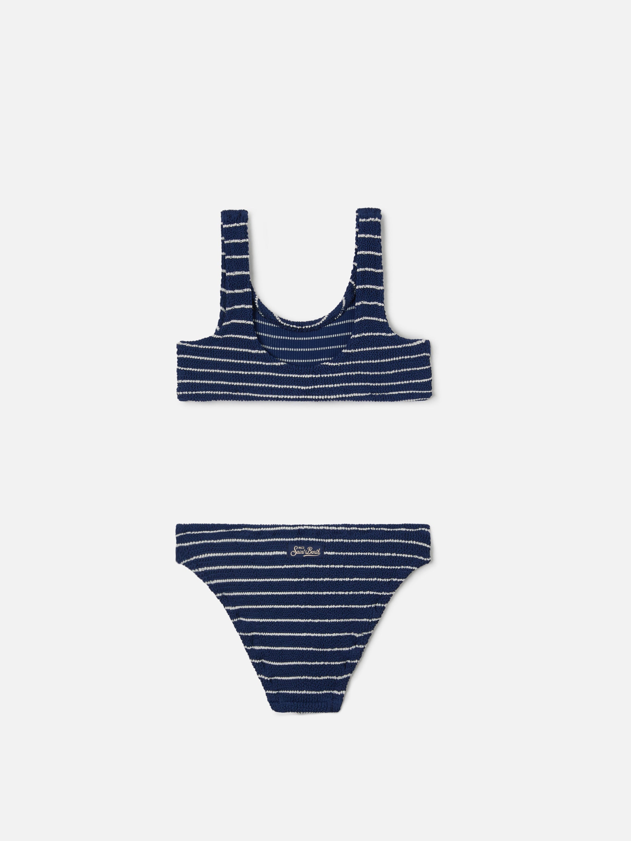 Baker Crinkle Bikini With Navy Stripes Blue