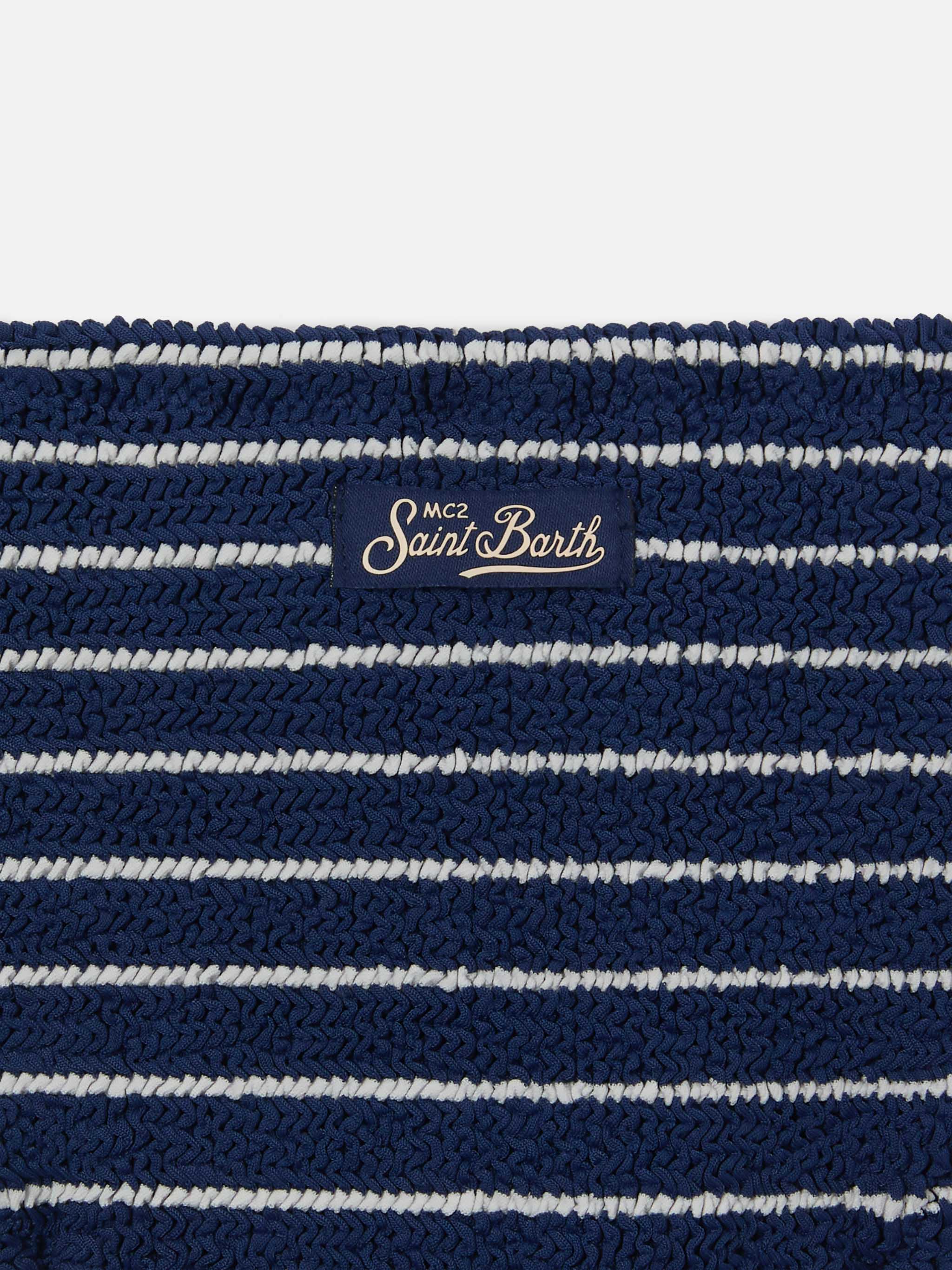 Baker Crinkle Bikini With Navy Stripes Blue