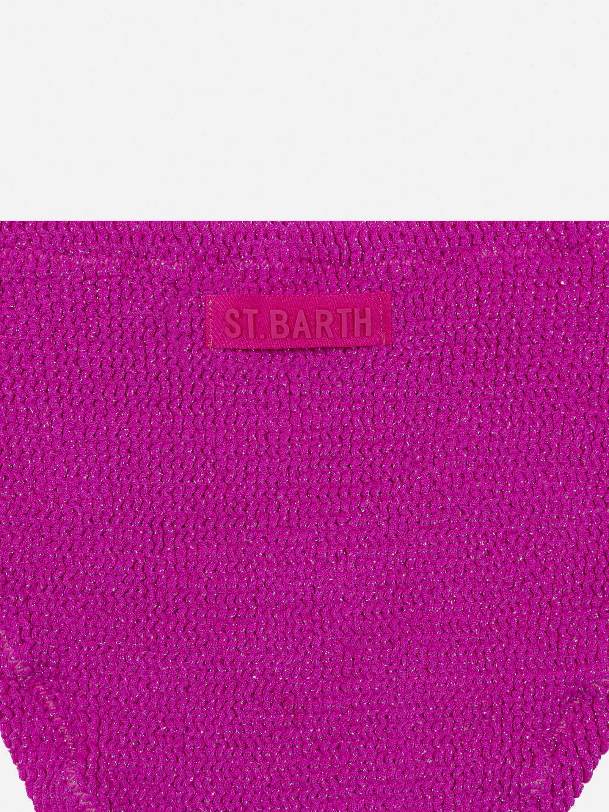 Fuchsia Lurex Crinkle Classic Bralette Bikini Baker Pink