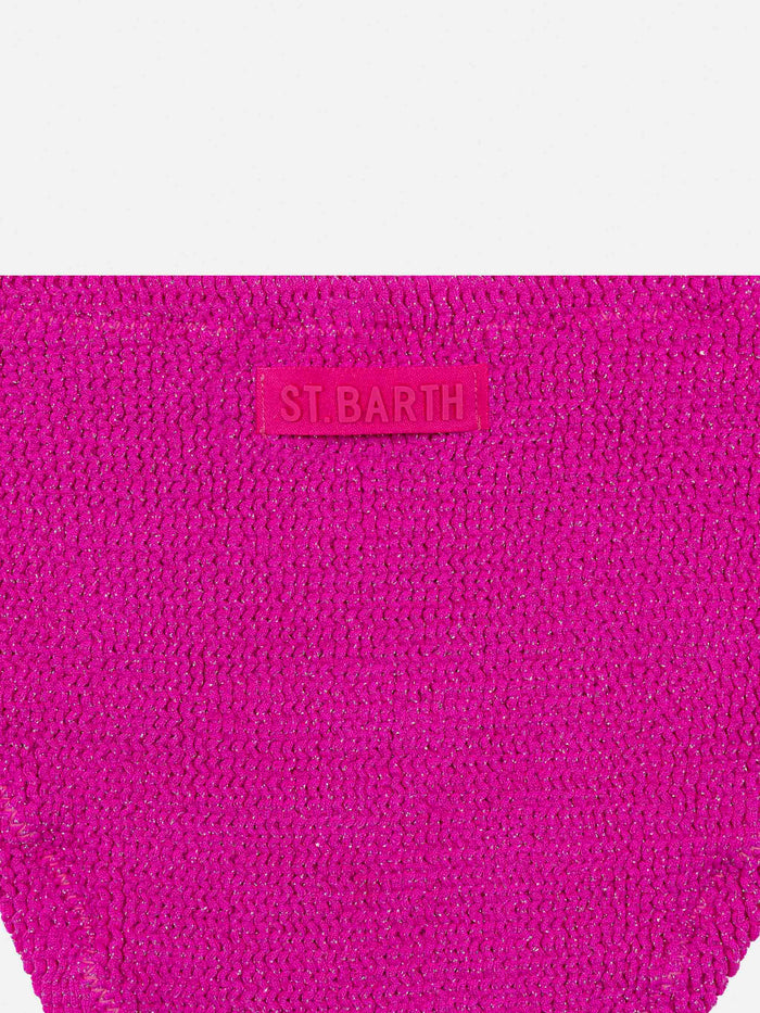 Fuchsia Lurex Crinkle Classic Bralette Bikini Baker Pink