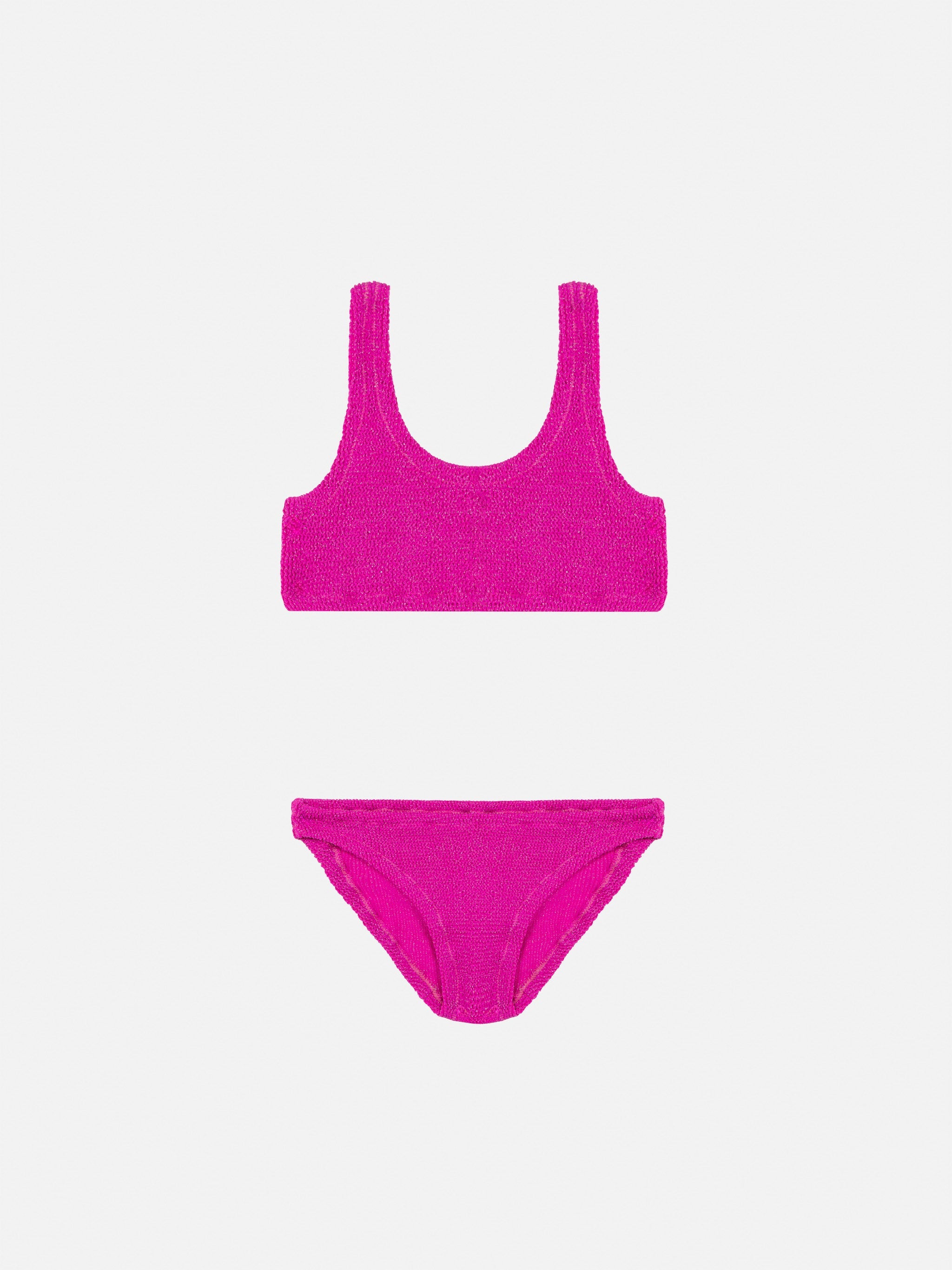 Fuchsia Lurex Crinkle Classic Bralette Bikini Baker Pink