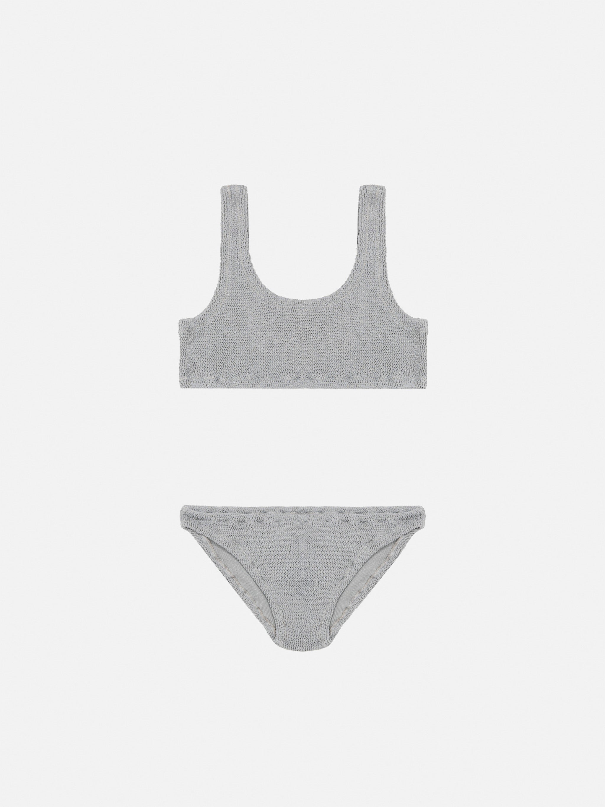 Silver Lurex Crinkle Classic Bralette Bikini Baker White