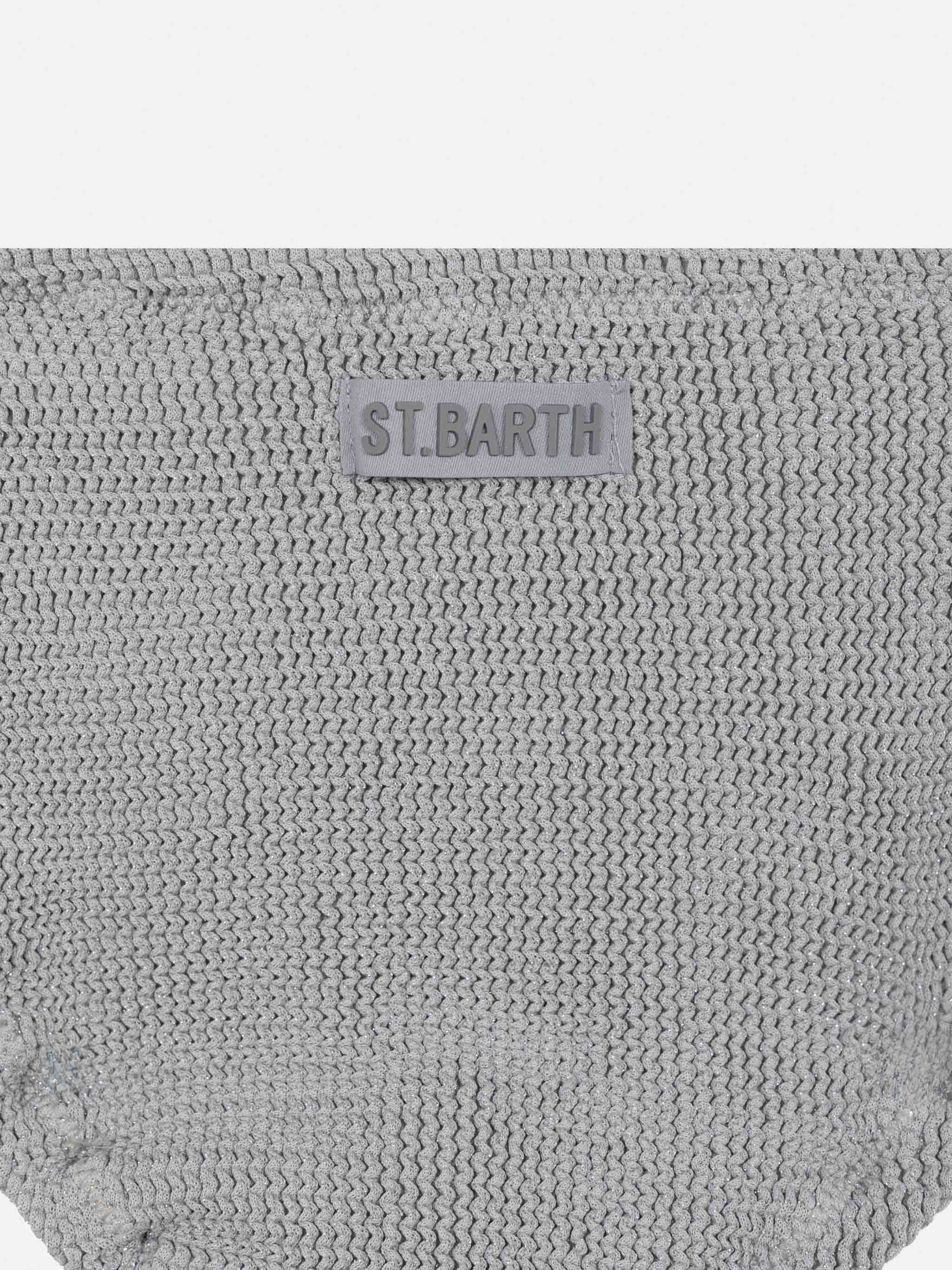 Silver Lurex Crinkle Classic Bralette Bikini Baker White