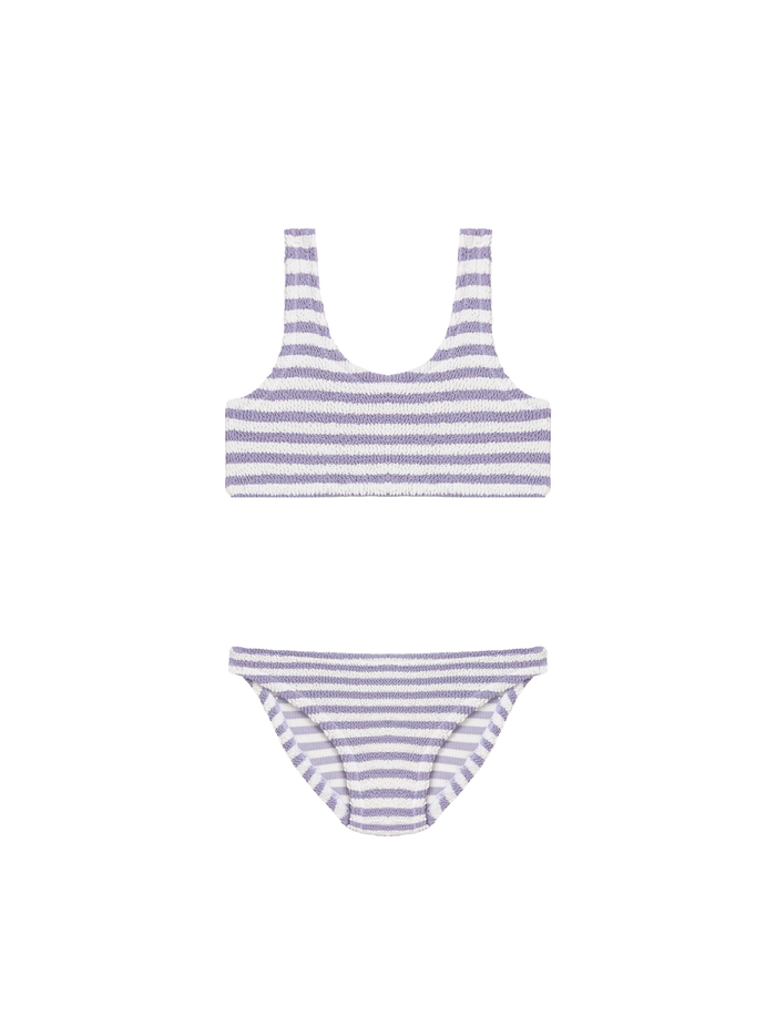 Lilac Striped Crinkle Classic Bralette Bikini Baker Pink