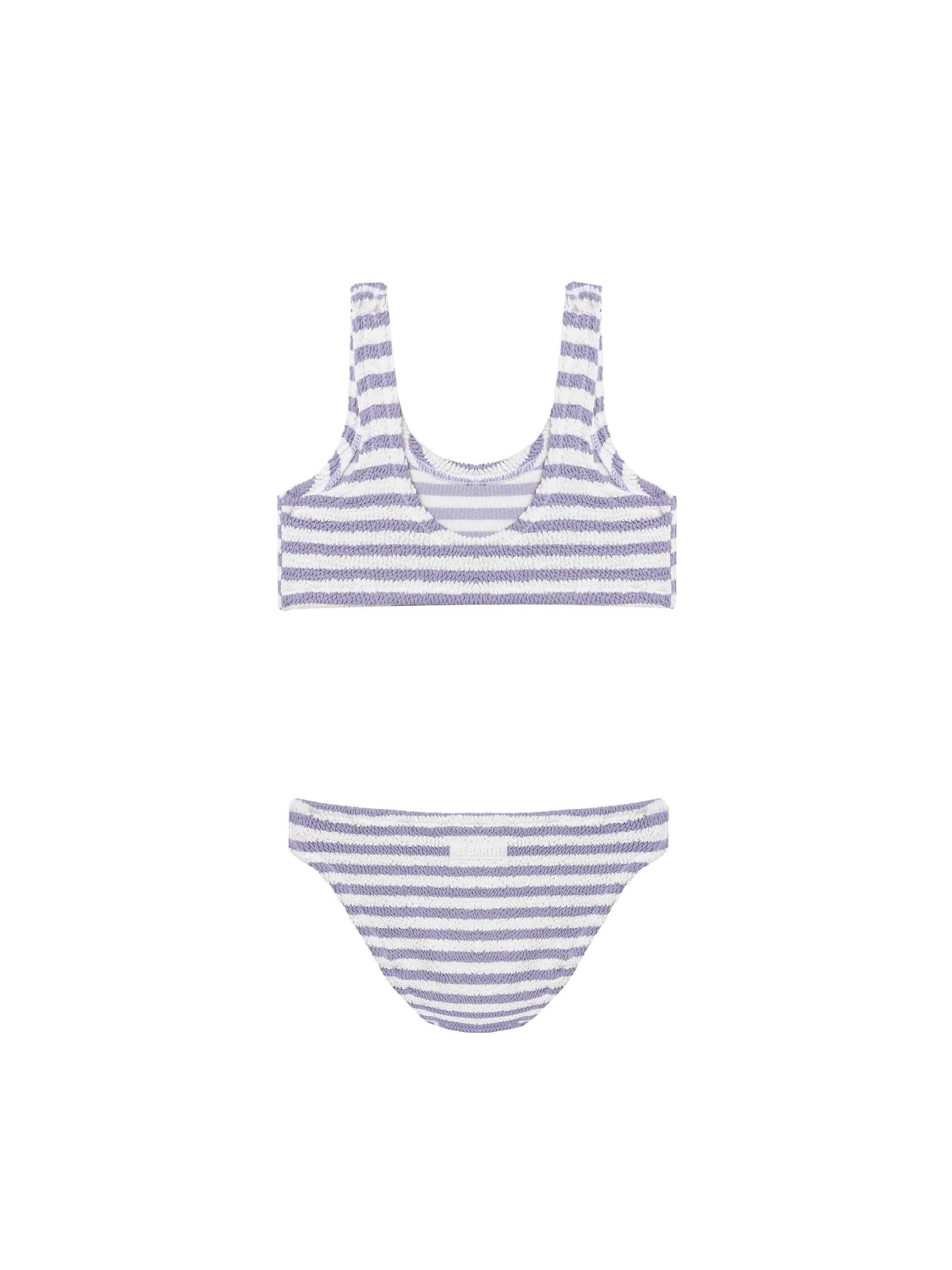 Lilac Striped Crinkle Classic Bralette Bikini Baker Pink