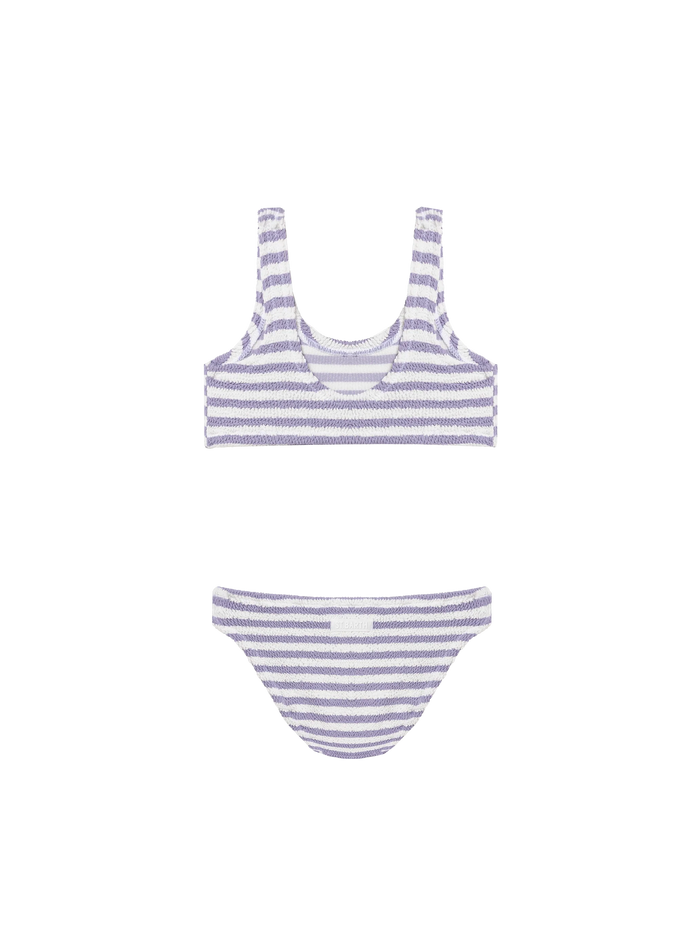 Lilac Striped Crinkle Classic Bralette Bikini Baker Pink
