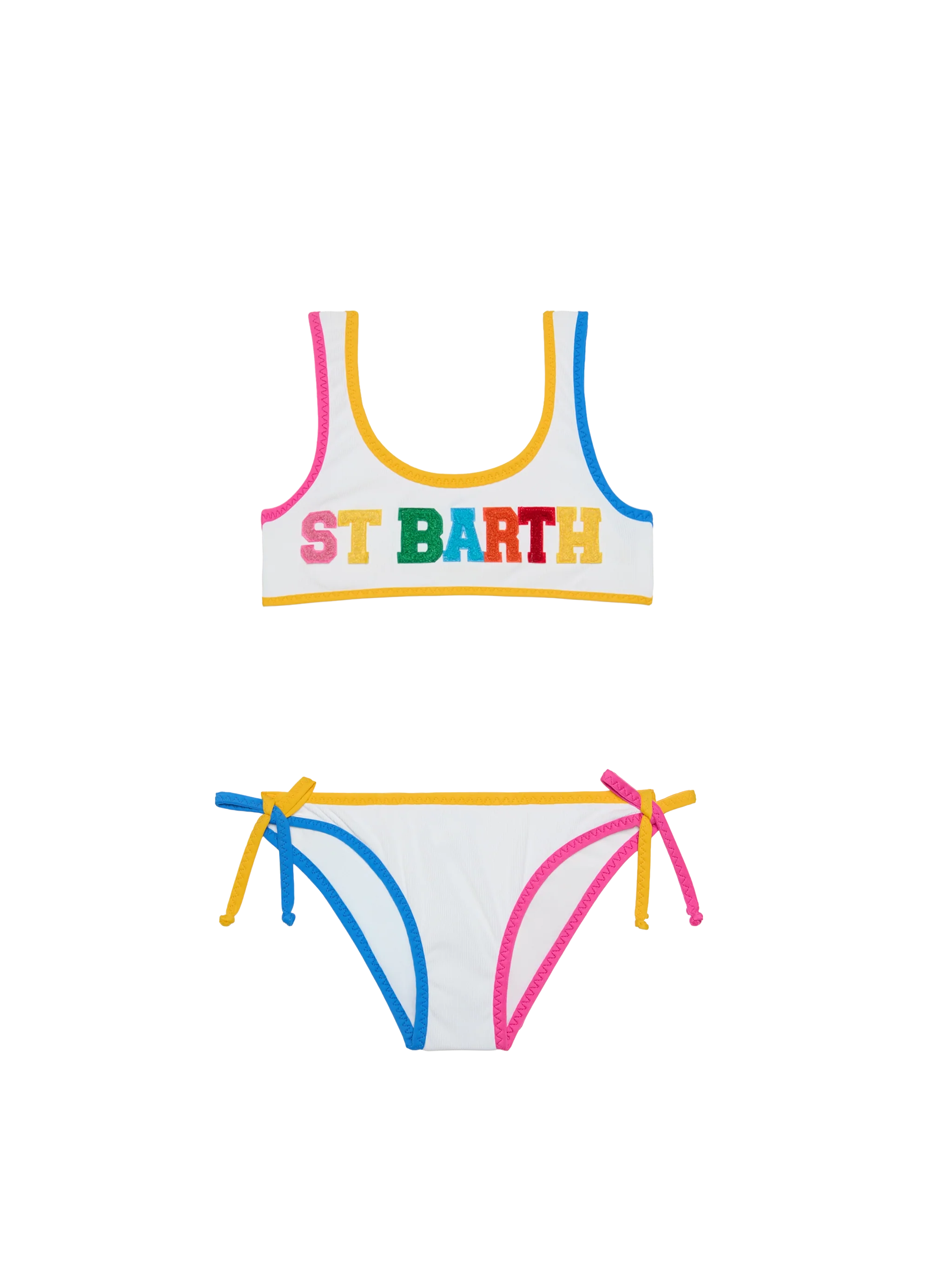 Girl Bralette Bikini With St Barth Patches White