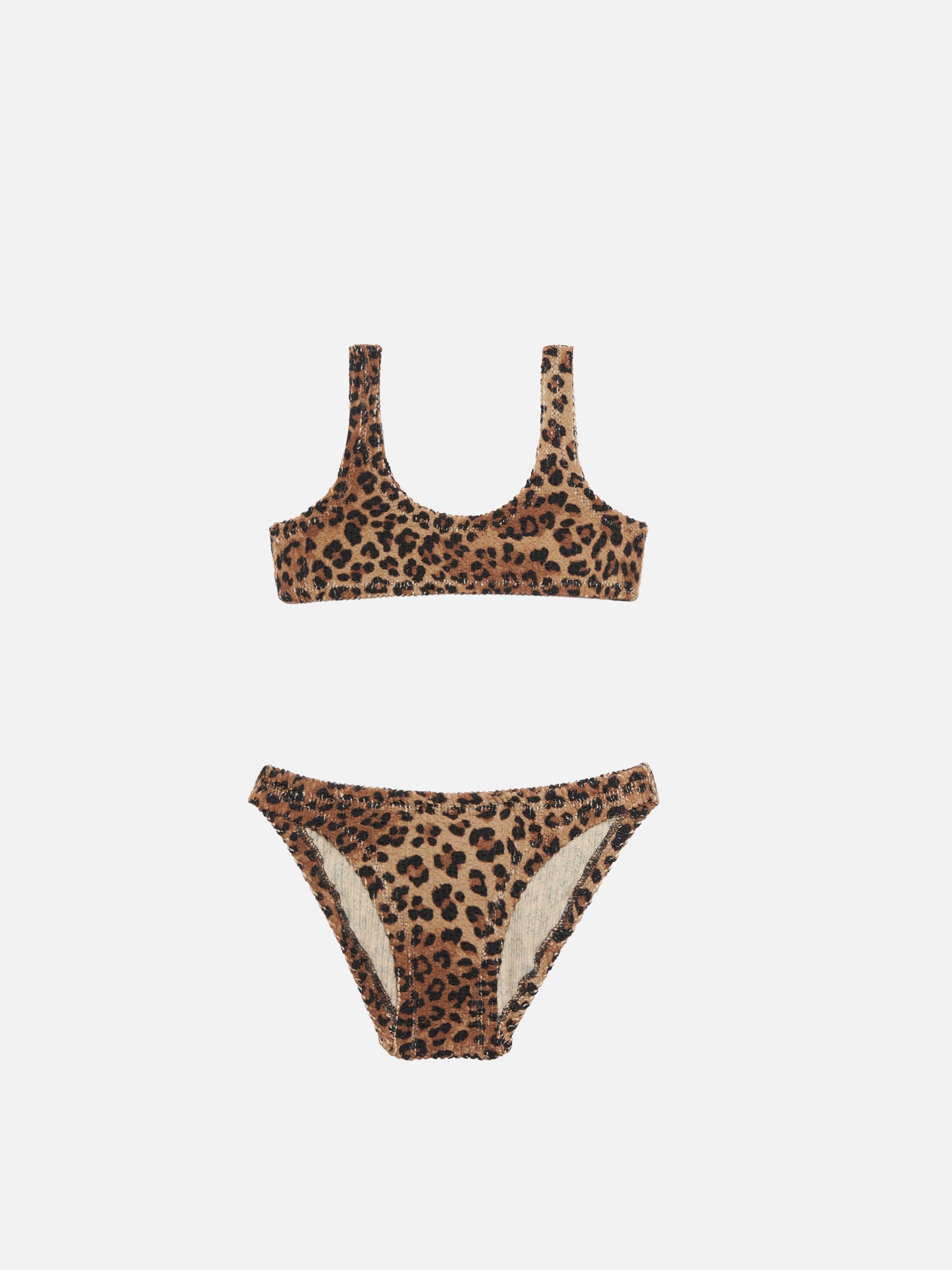 Baker Classic Crinkle Bralette Bikini With Animalier Print White