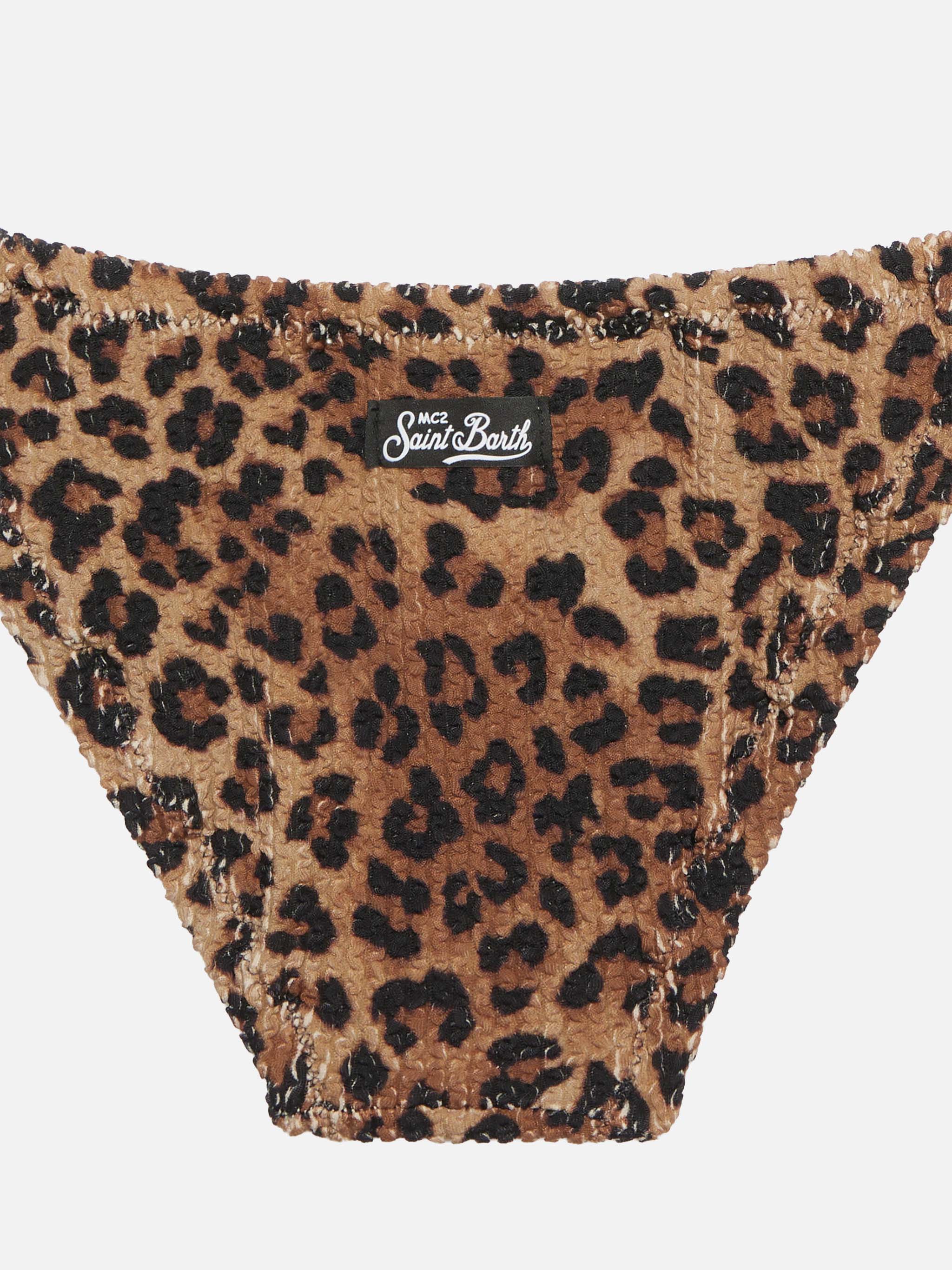 Baker Classic Crinkle Bralette Bikini With Animalier Print White