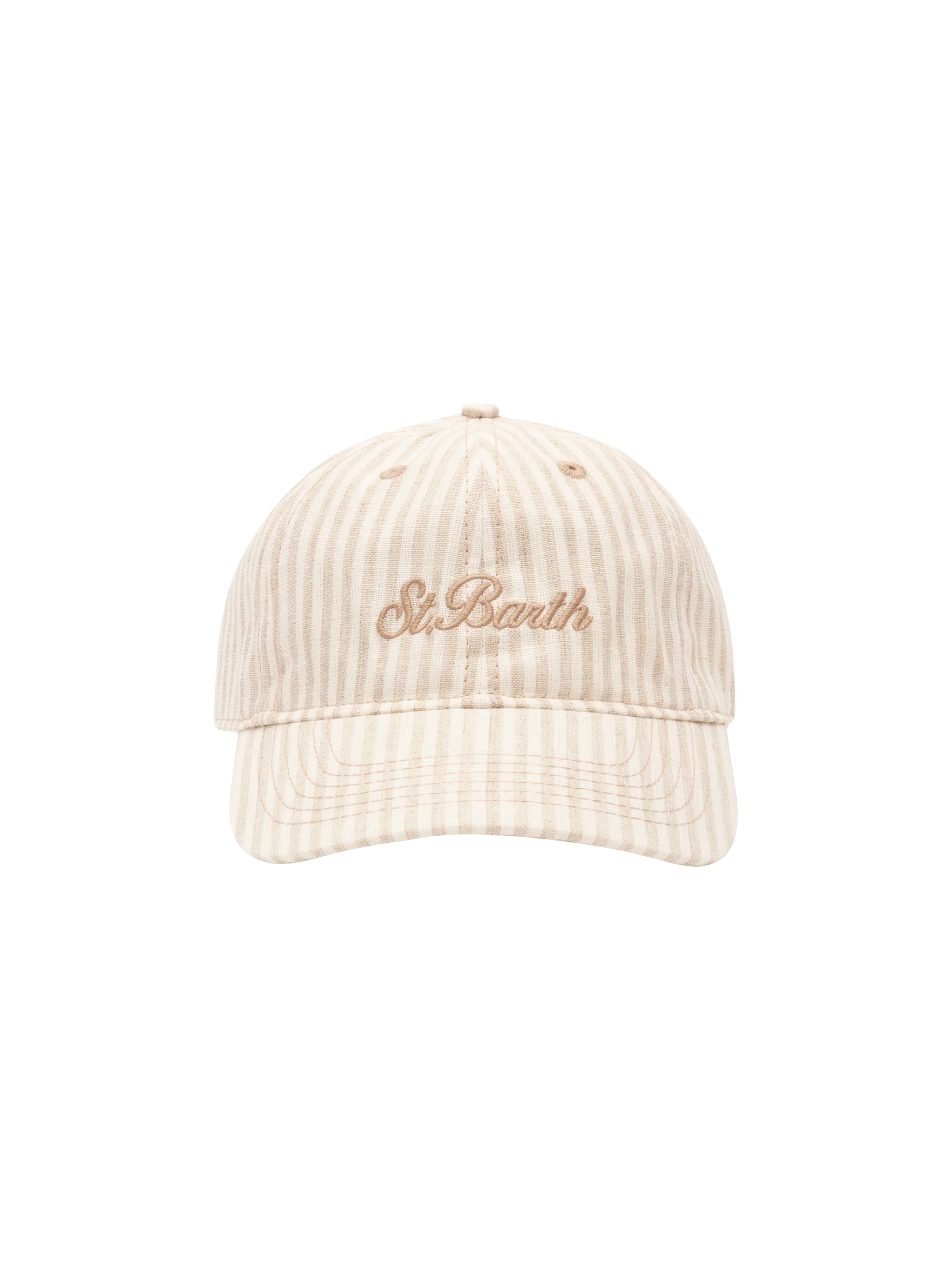 Baseball Beige Striped Cotton Linen Cap White Hat
